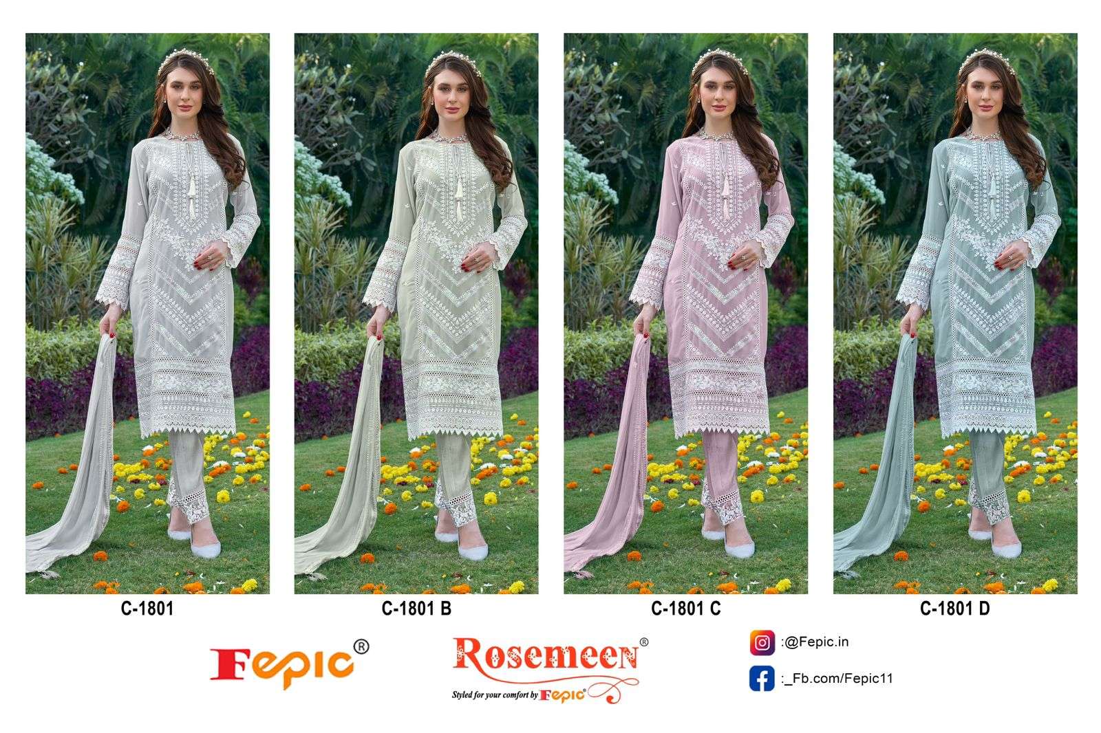 FEPIC ROSEMEEN C 1801 GEORGETTE BEAUTIFUL DESIGNER SUIT
