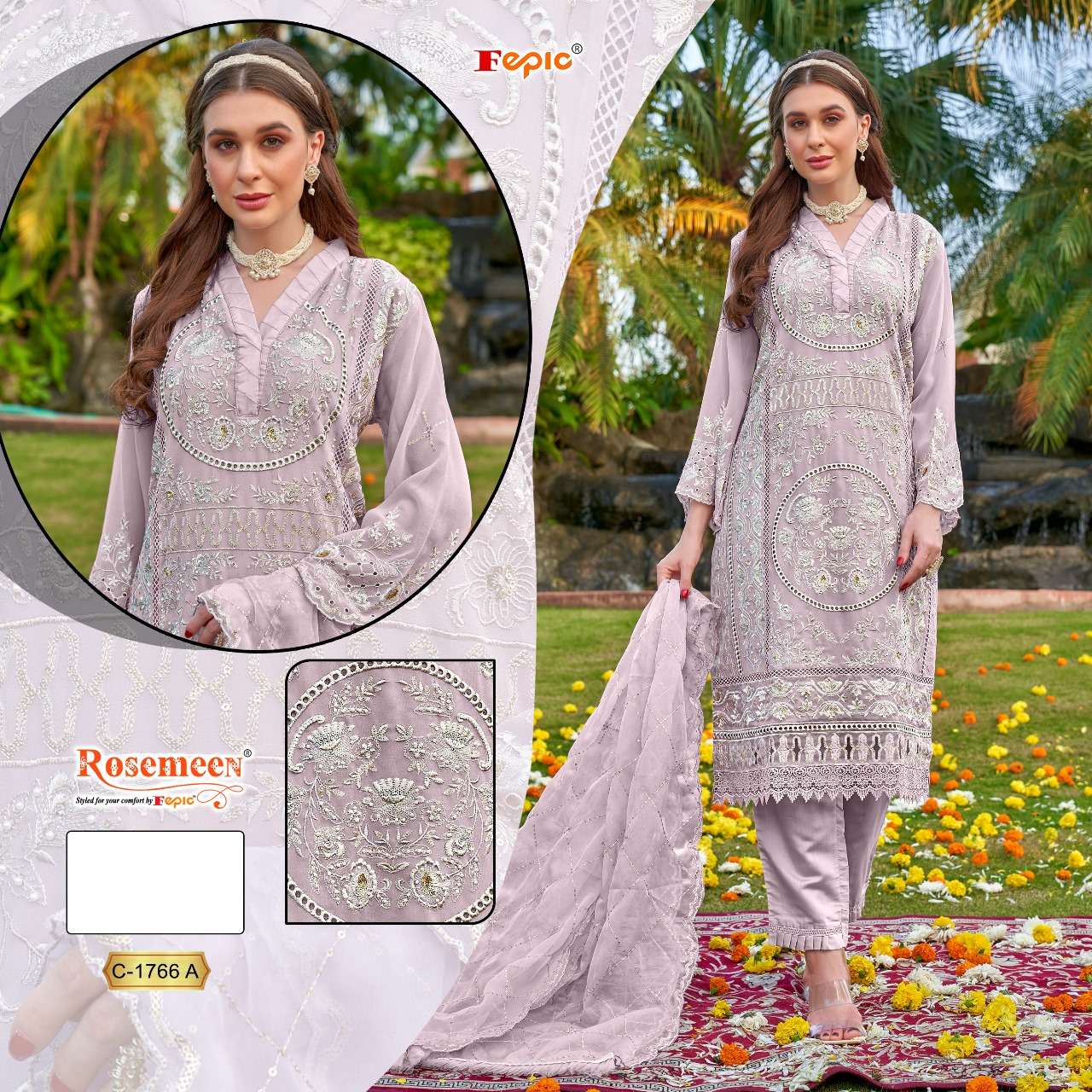 FEPIC ROSEMEEN C C 1766 ORGANZA HEAVY EMBROIDERED SUIT