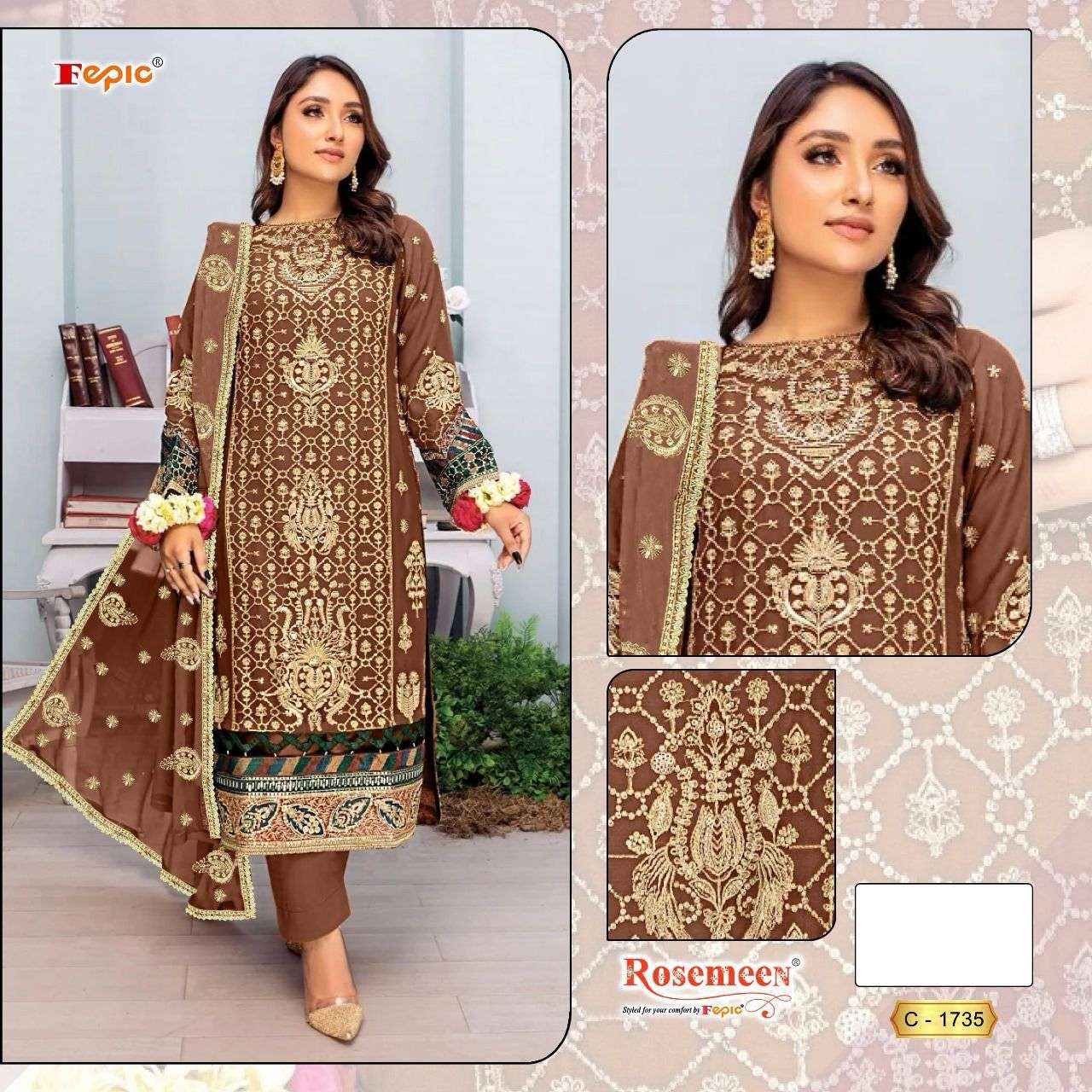 FEPIC ROSMEEN C 1735 ORGANZA HEAVY EMBROIDERED SUIT