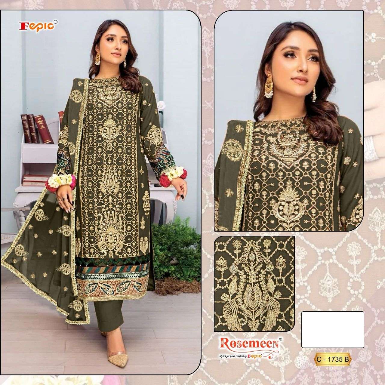 FEPIC ROSMEEN C 1735 ORGANZA HEAVY EMBROIDERED SUIT