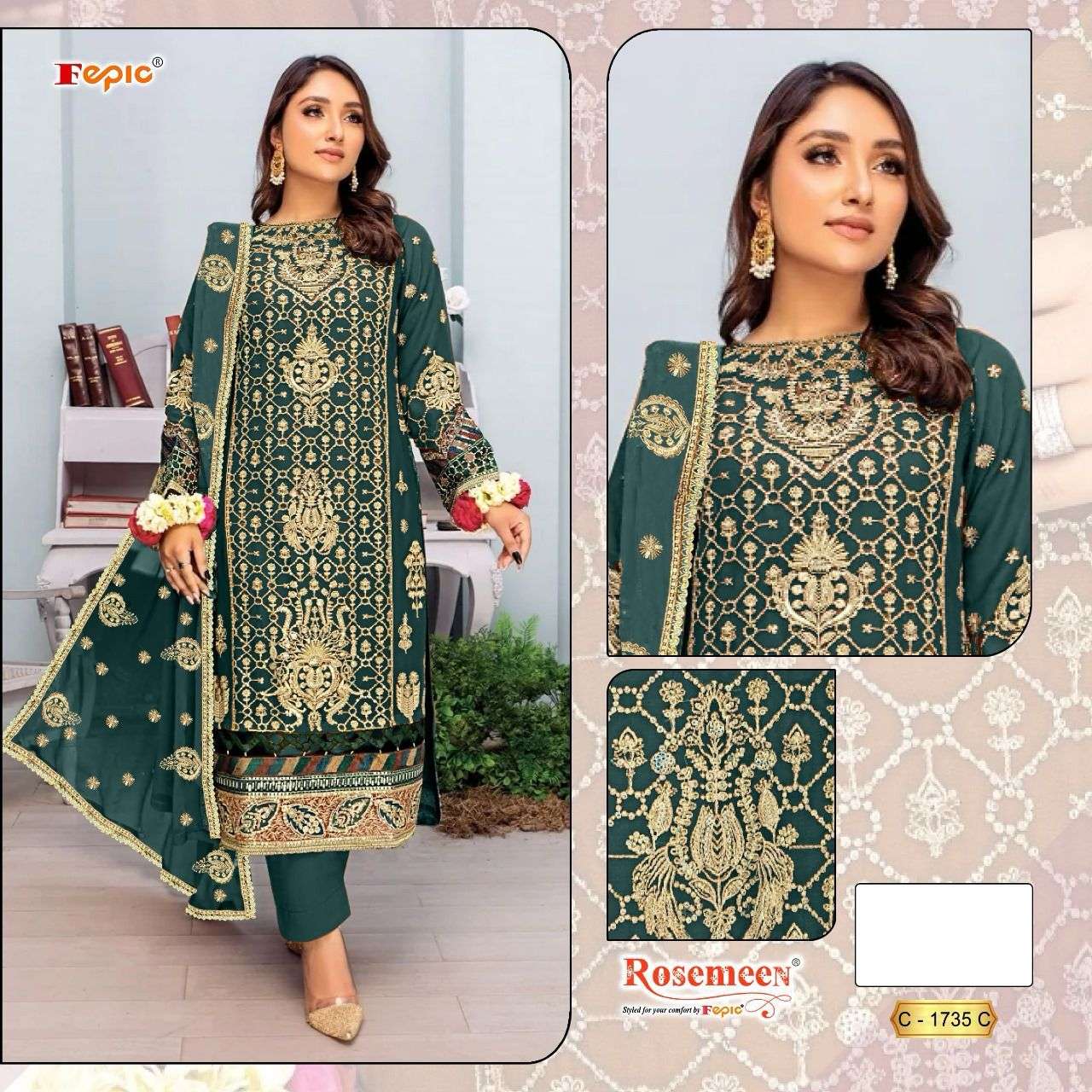 FEPIC ROSMEEN C 1735 ORGANZA HEAVY EMBROIDERED SUIT