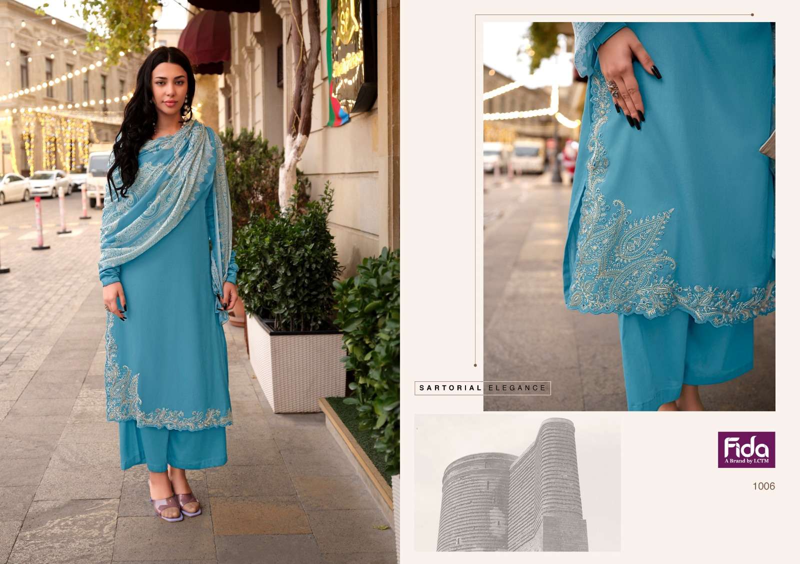 FIDA KUDRAT SATIN COTTON ESIGNER SUIT