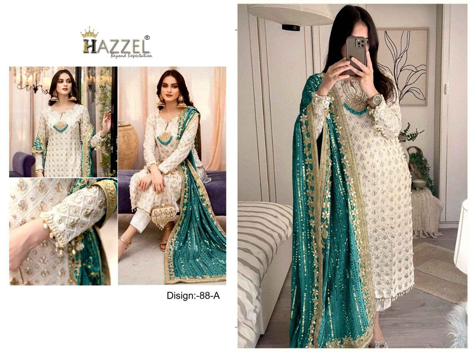 HAZZEL D NO 88 GEORGETTE EMBROIDERED SUIT