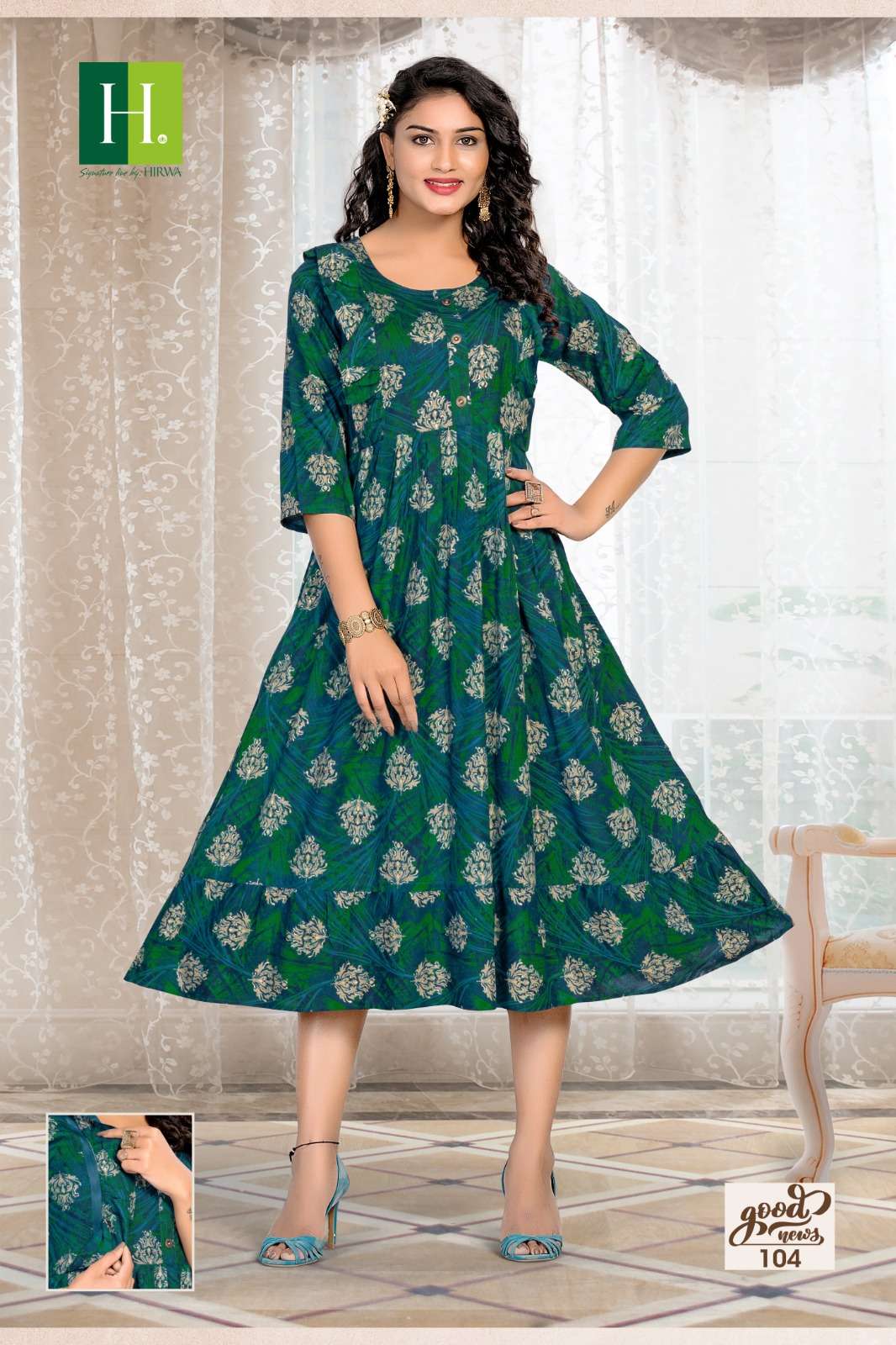 HIRWA GOOD NEWS FEEDING PATTERN KURTI