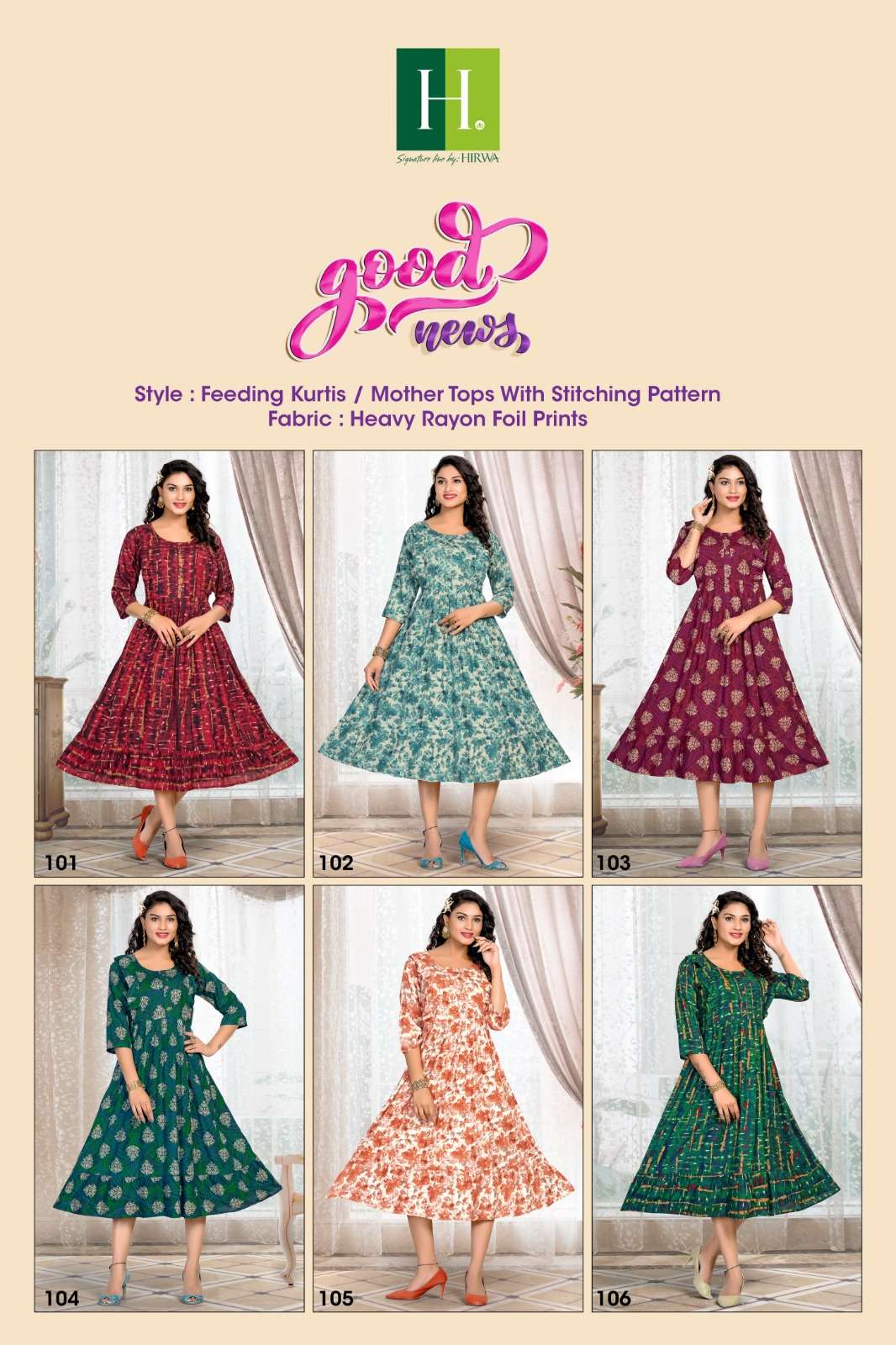 HIRWA GOOD NEWS FEEDING PATTERN KURTI