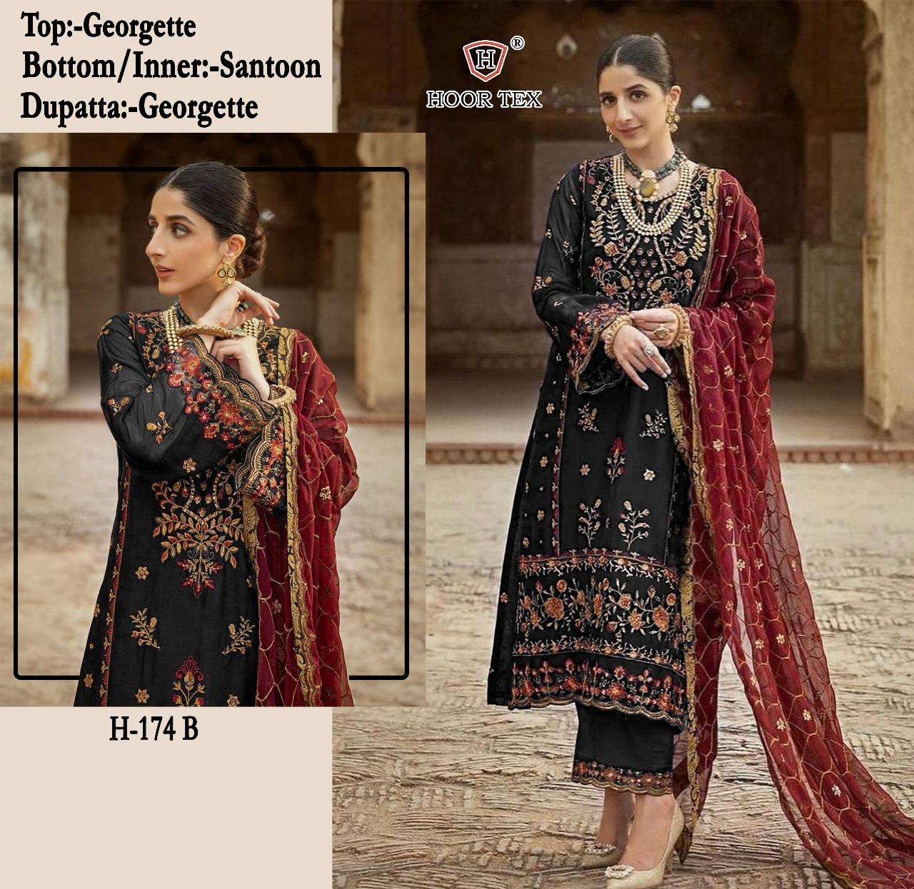 HOOR TEX H 174 GEORGETTE EMBROIDERED SUIT