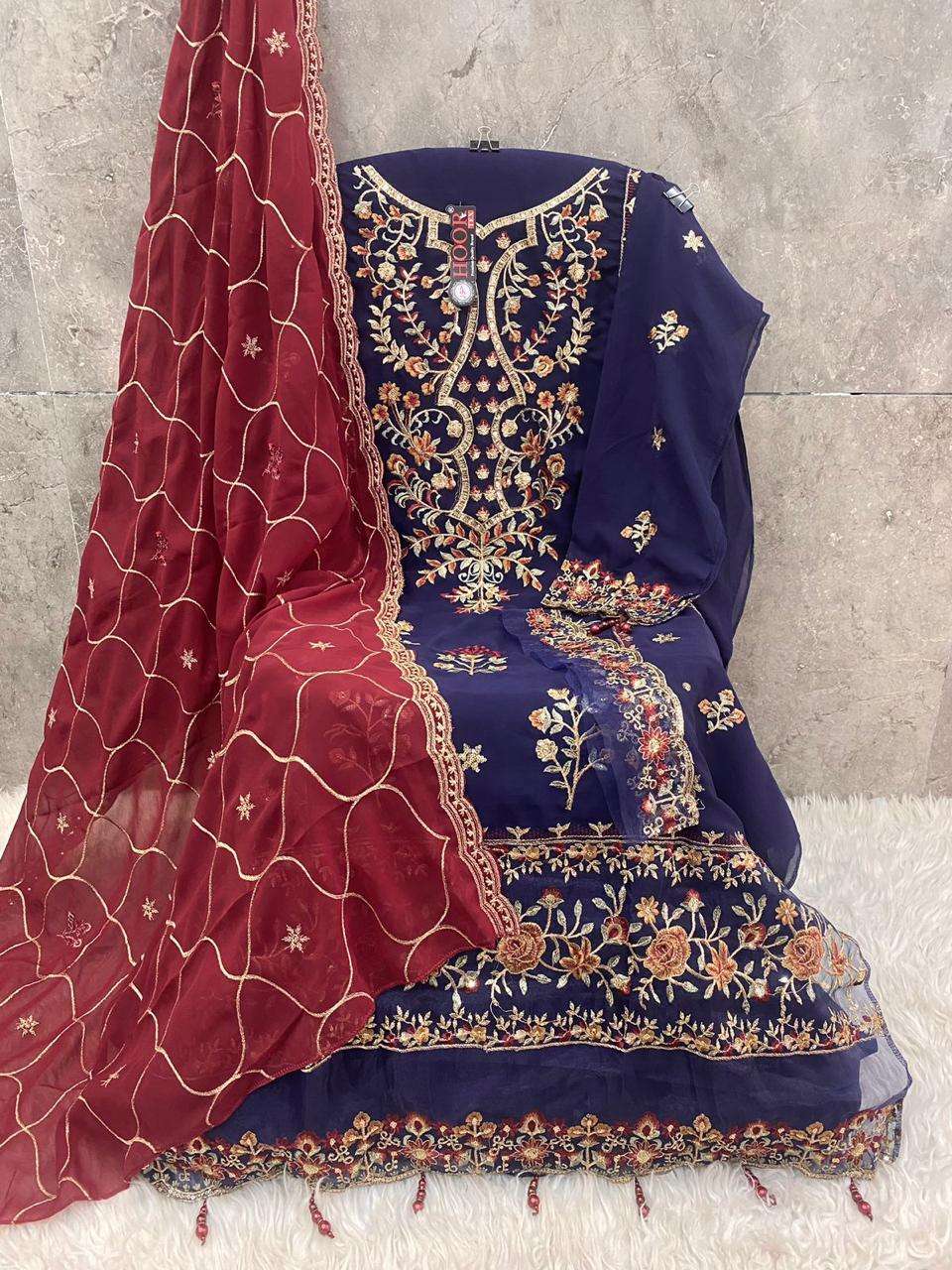 HOOR TEX H 174 GEORGETTE EMBROIDERED SUIT