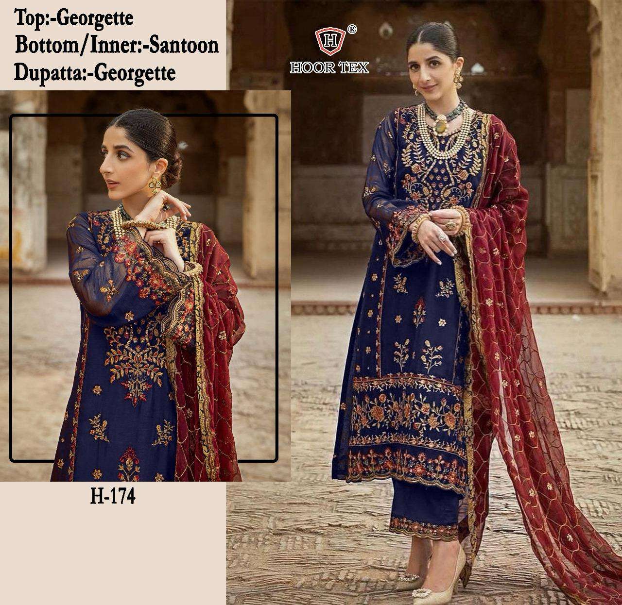 HOOR TEX H 174 GEORGETTE EMBROIDERED SUIT
