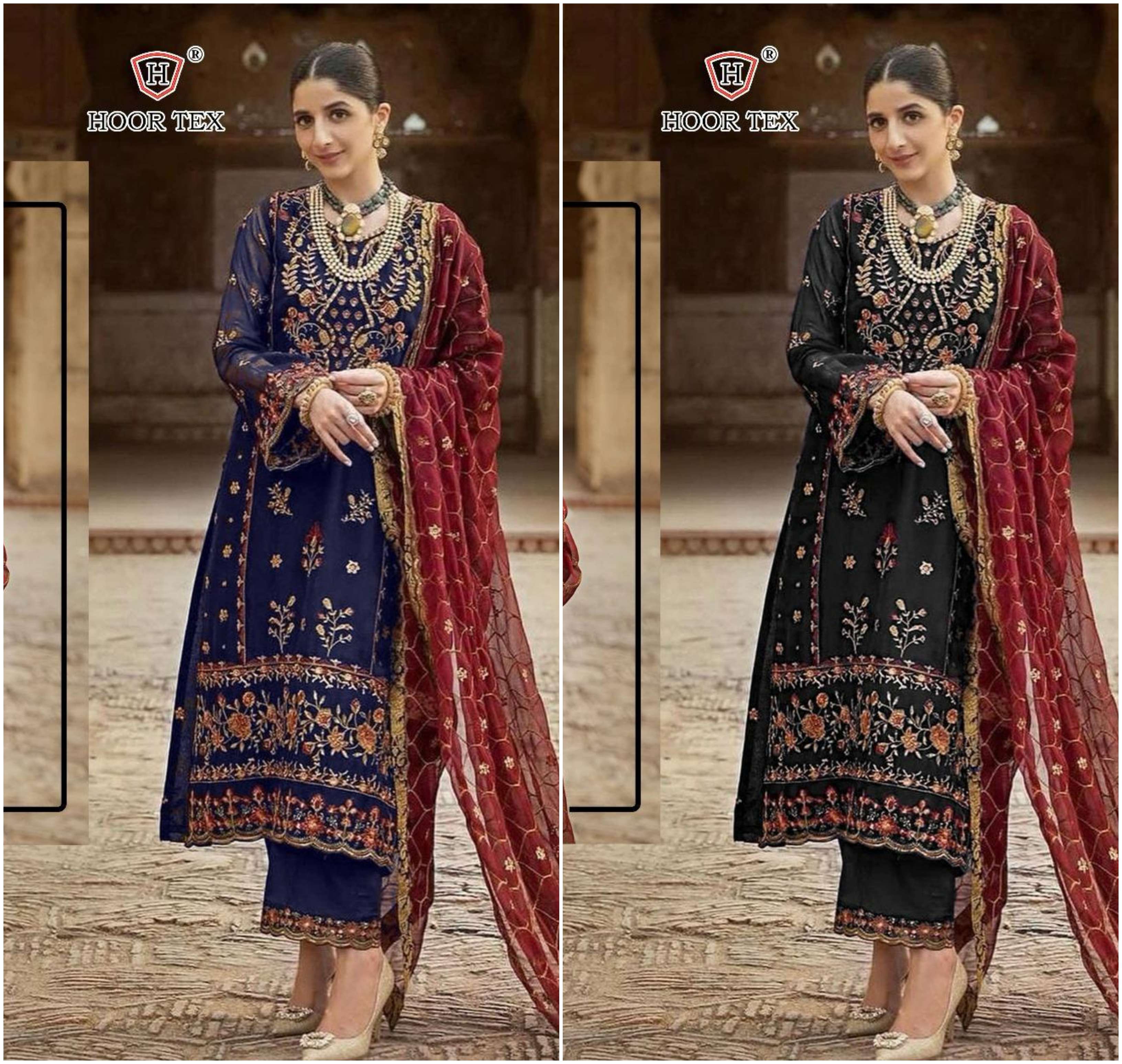 HOOR TEX H 174 GEORGETTE EMBROIDERED SUIT