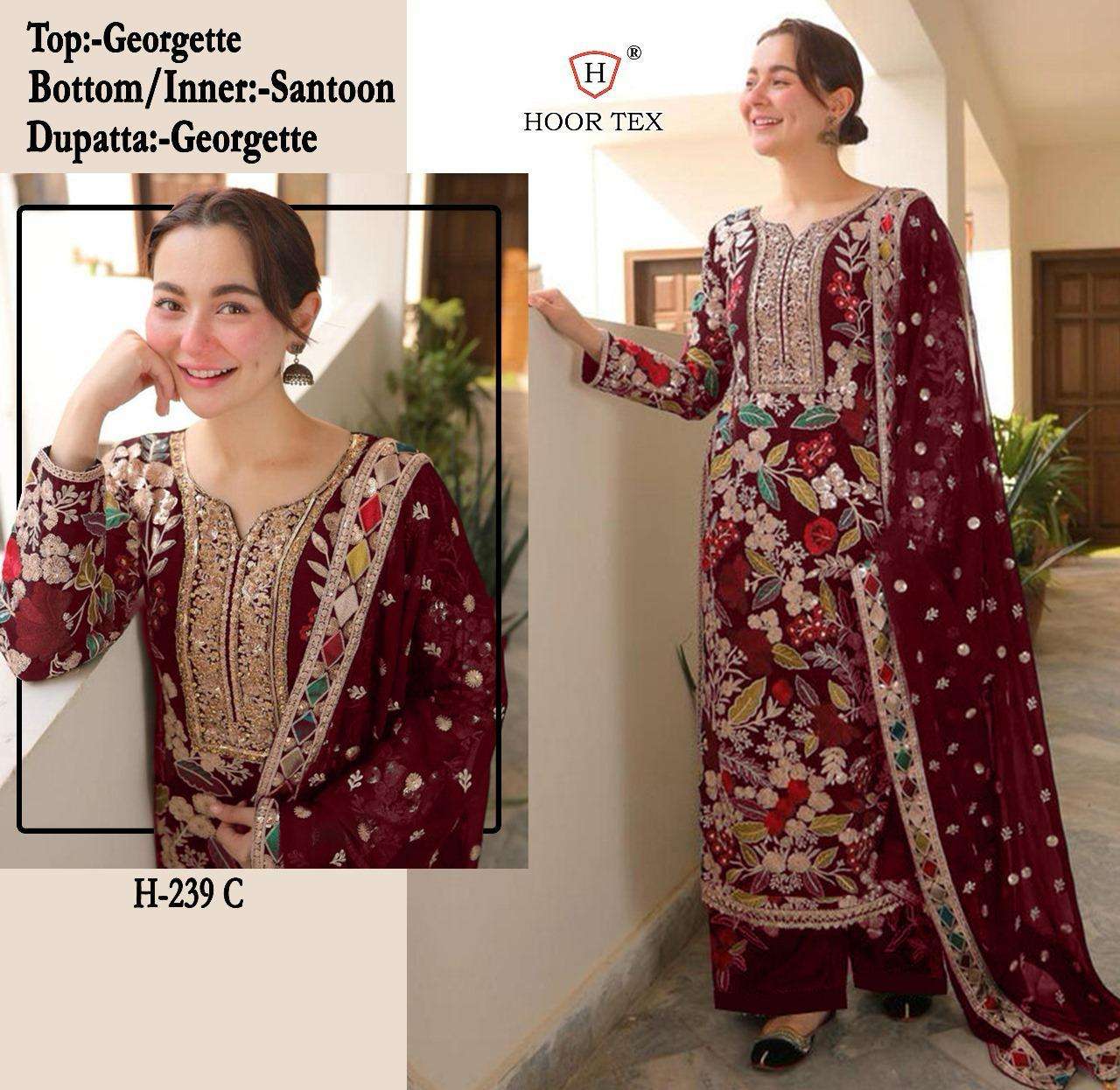 HOOR TEX H 239 GEORGETTE HEAVY EMBROIDERED SUIT