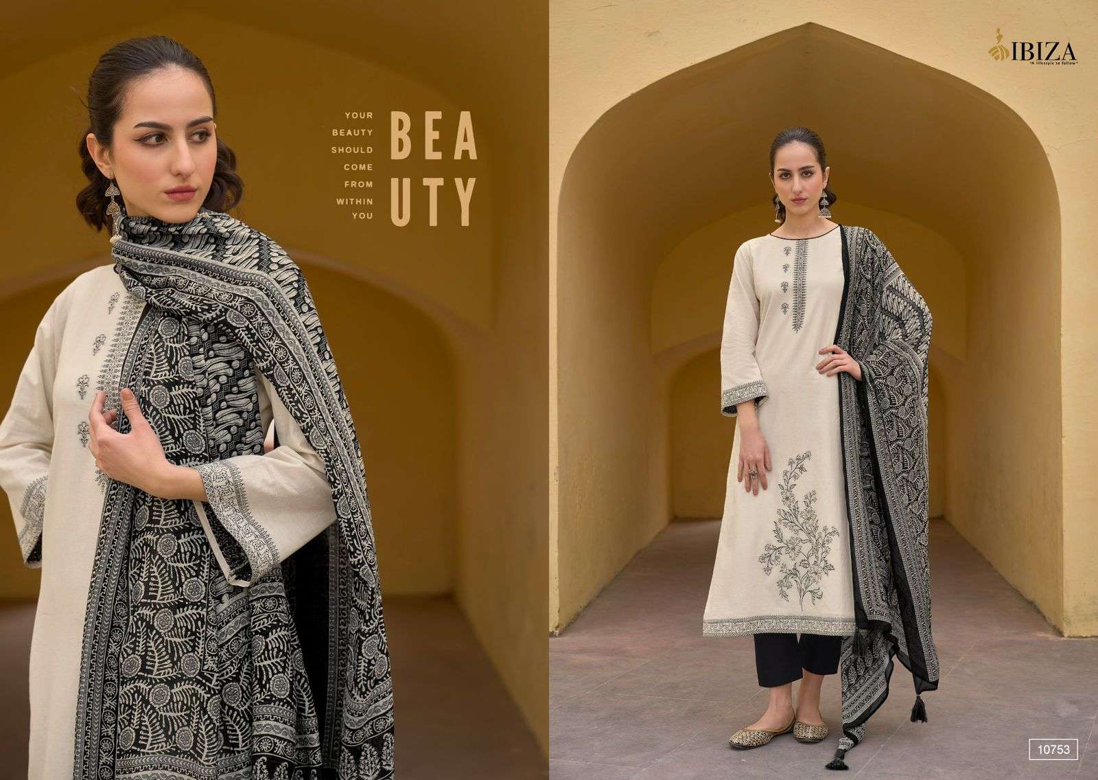 IBIZA BOSCO VOL 2 LAWN COTTON FANCY HAND WORK DESIGNER SUIT