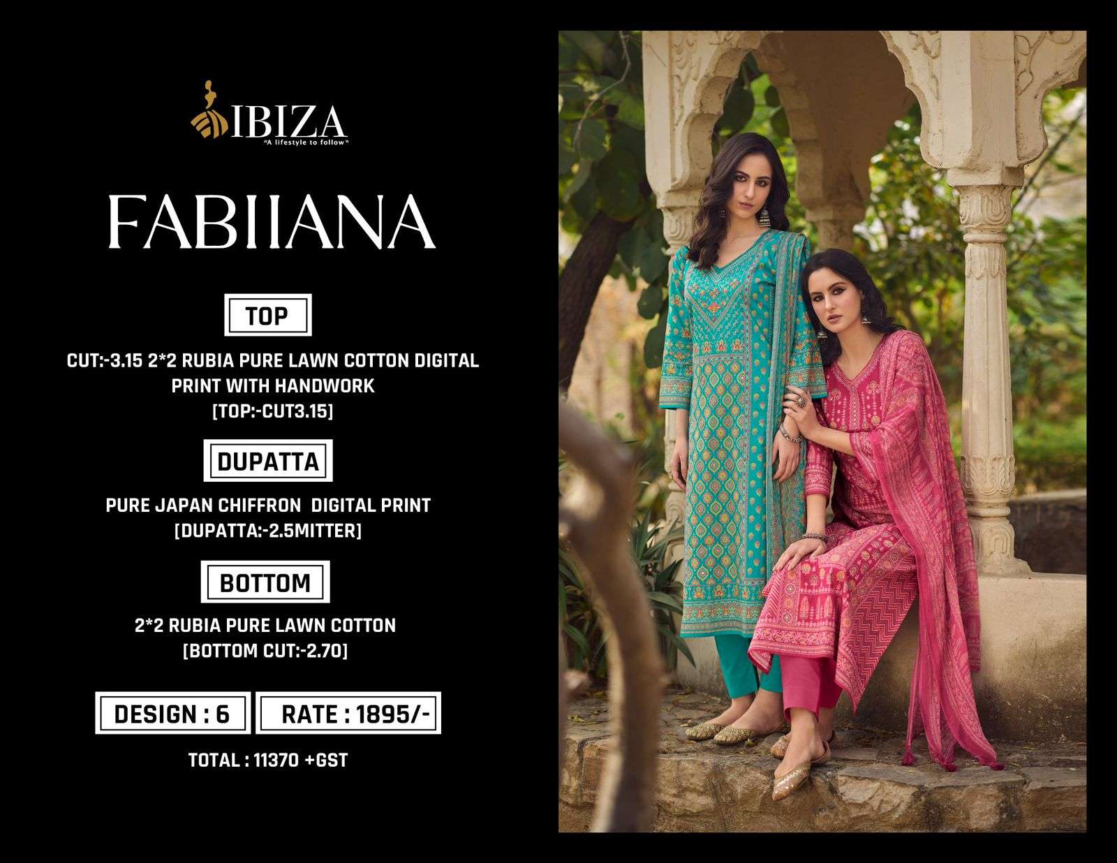 IBIZA FABLLANA DIGITAL PRINT LAWN COTTON WITH HAND WORK SUIT