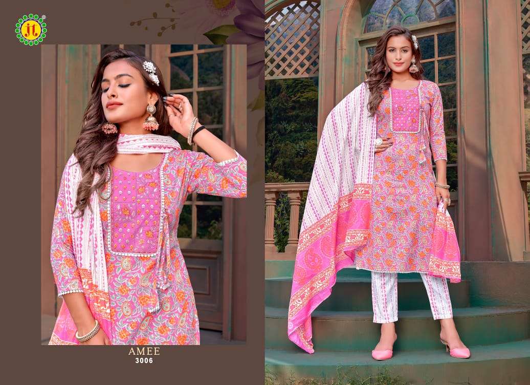 JT AMEE VOL 3 LAWN COTTON PRINT KURTI COMBO SET 