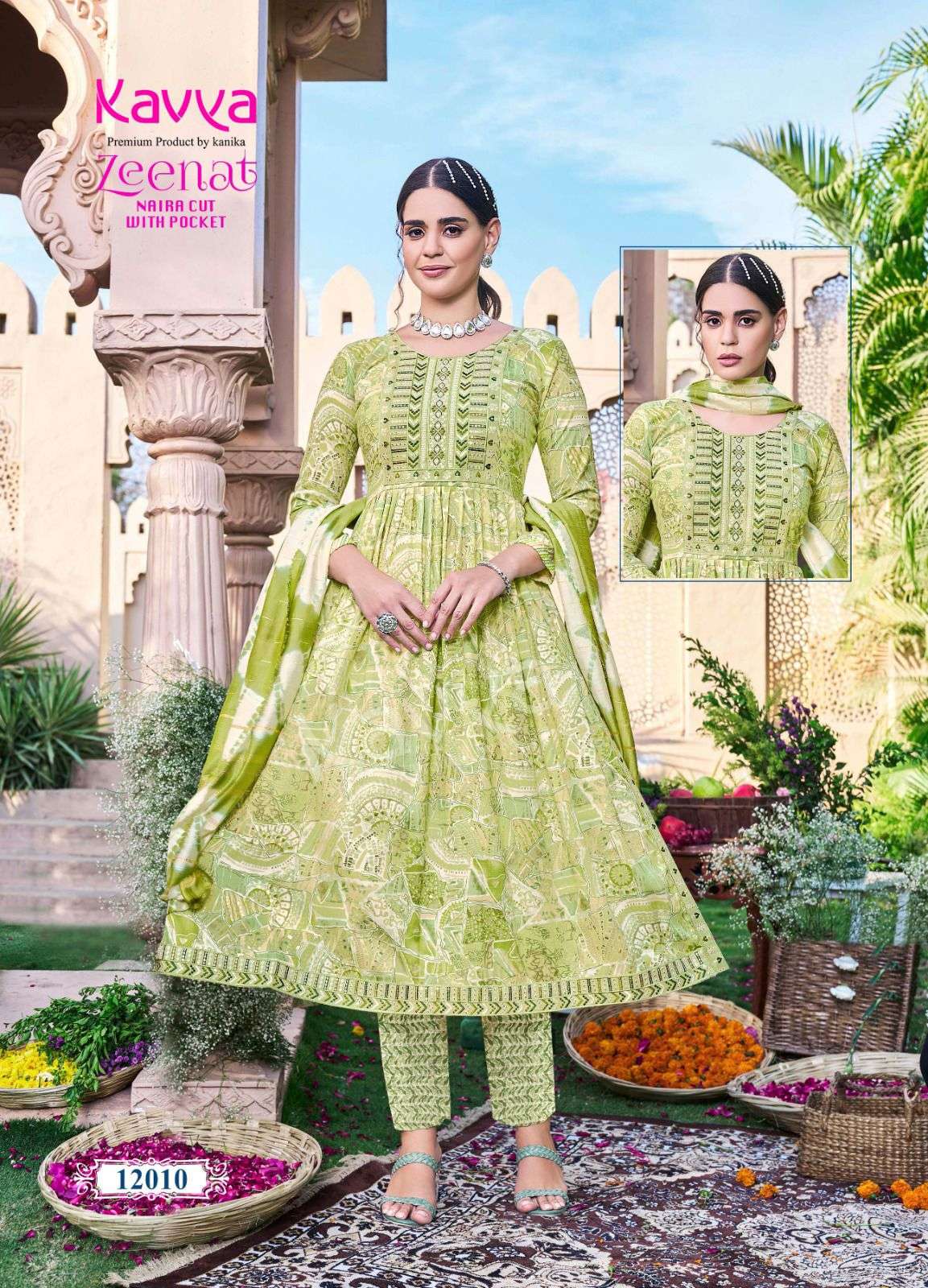 KAVYA ZEENAT VOL 12 NAIRA CUT PATTERN KURTI COMBO SET 