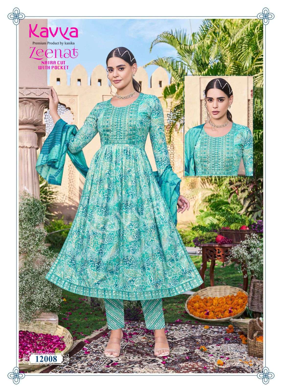 KAVYA ZEENAT VOL 12 NAIRA CUT PATTERN KURTI COMBO SET 
