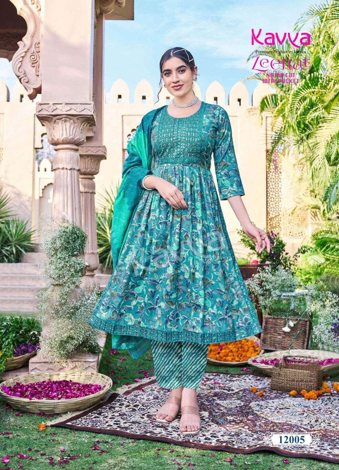 KAVYA ZEENAT VOL 12 NAIRA CUT PATTERN KURTI COMBO SET 