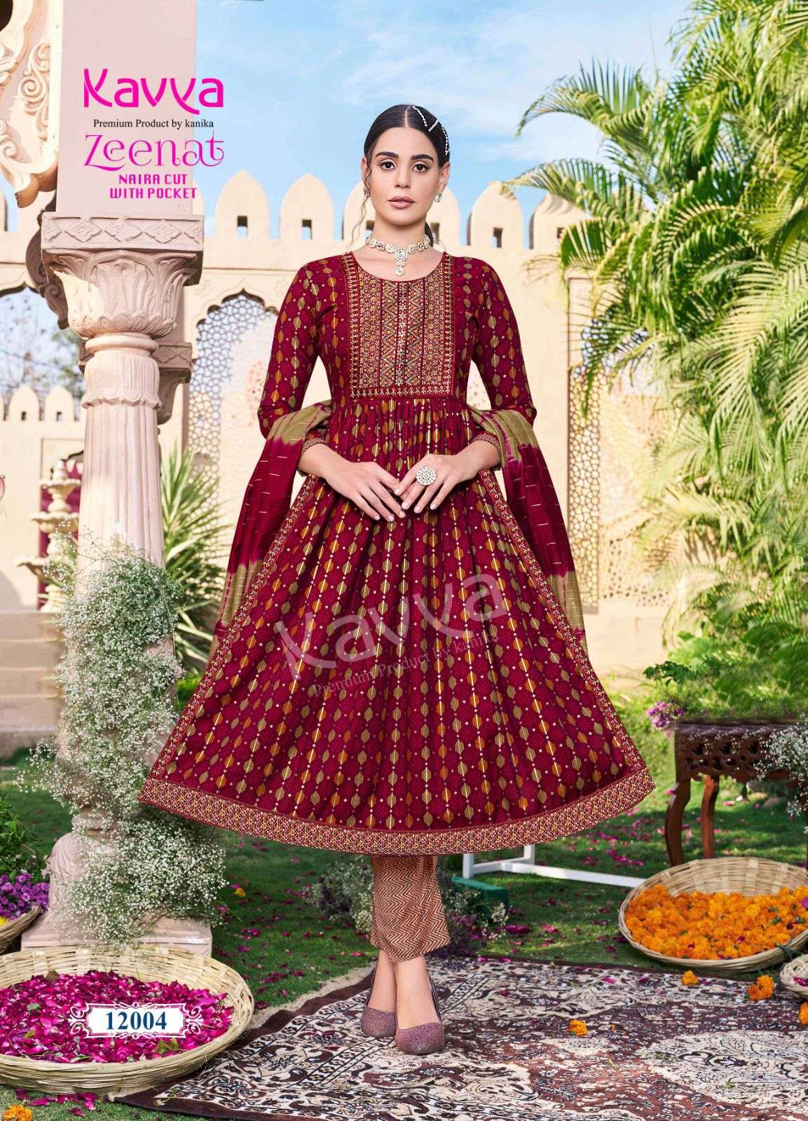 KAVYA ZEENAT VOL 12 NAIRA CUT PATTERN KURTI COMBO SET 