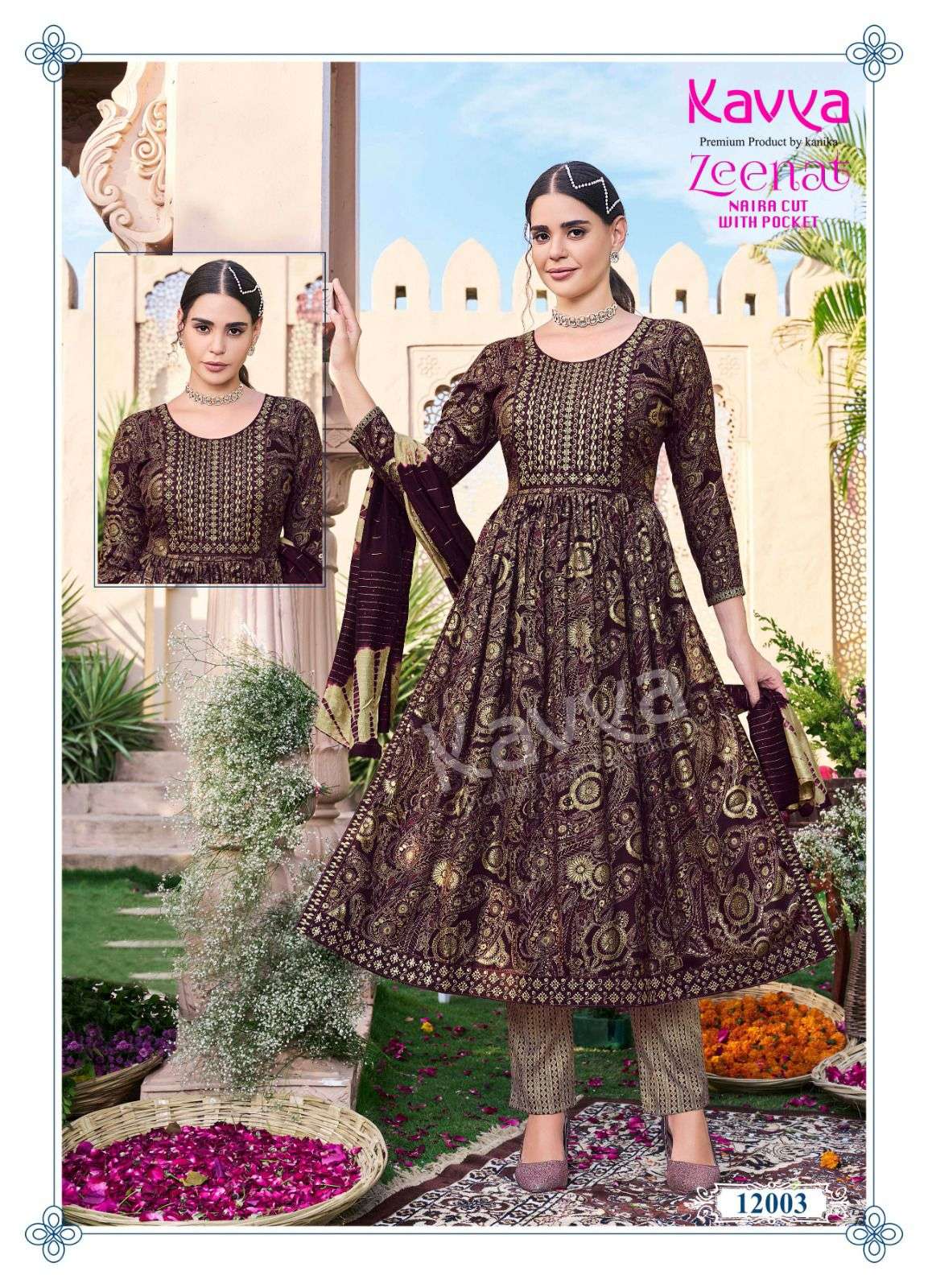 KAVYA ZEENAT VOL 12 NAIRA CUT PATTERN KURTI COMBO SET 