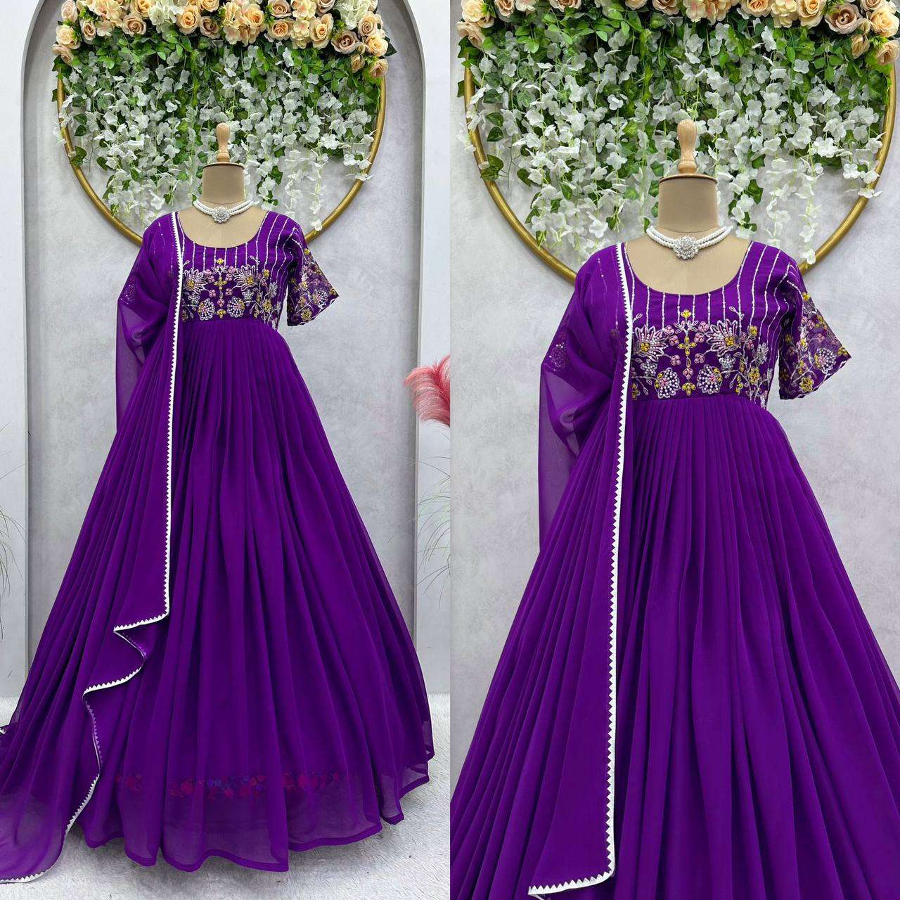 KD 1423 GOWN DUPATTA