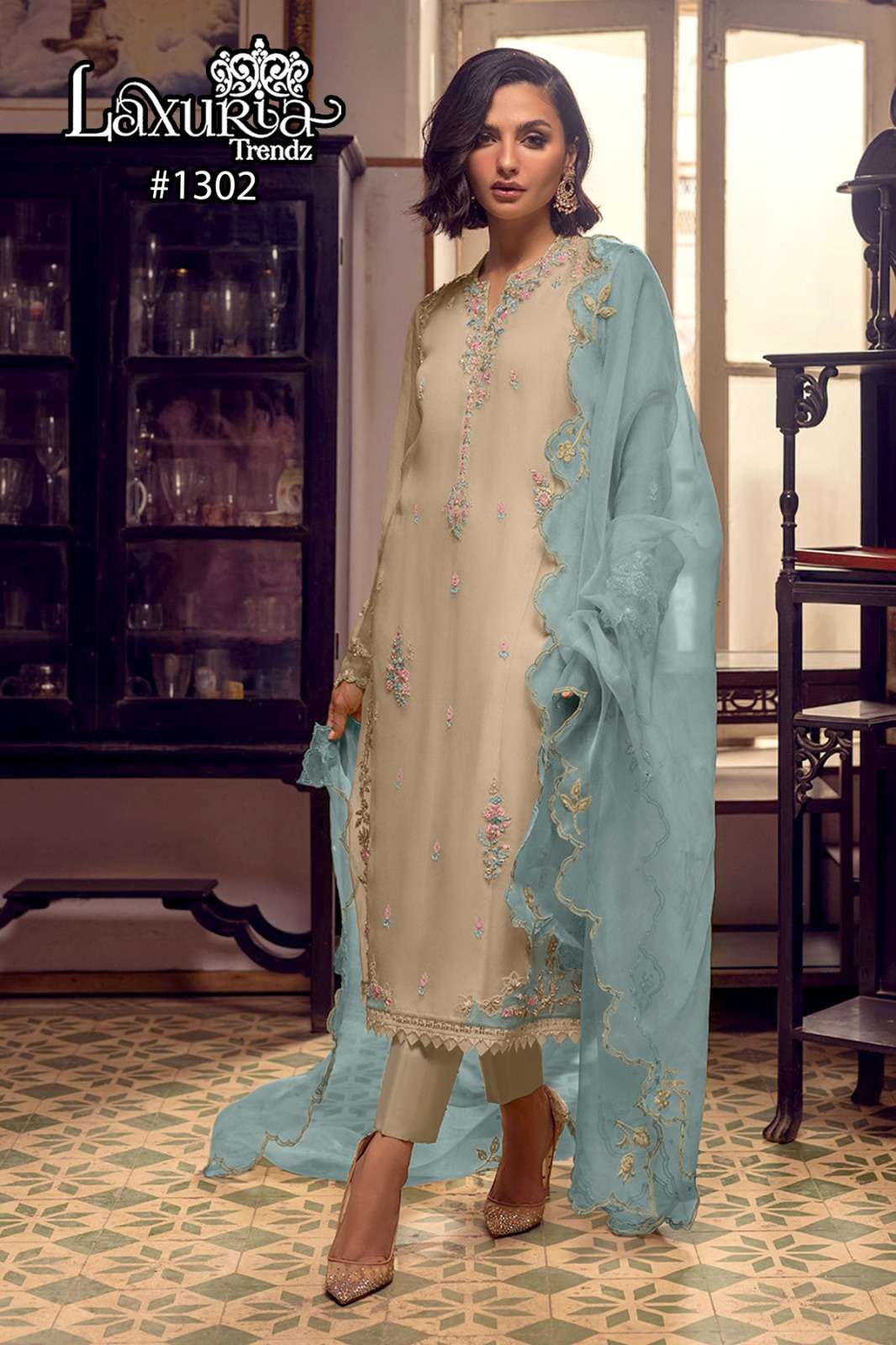 LAXURIA TRENDZ D NO 1302 ORGANZA BEAUTIFUL DESIGNER SUIT