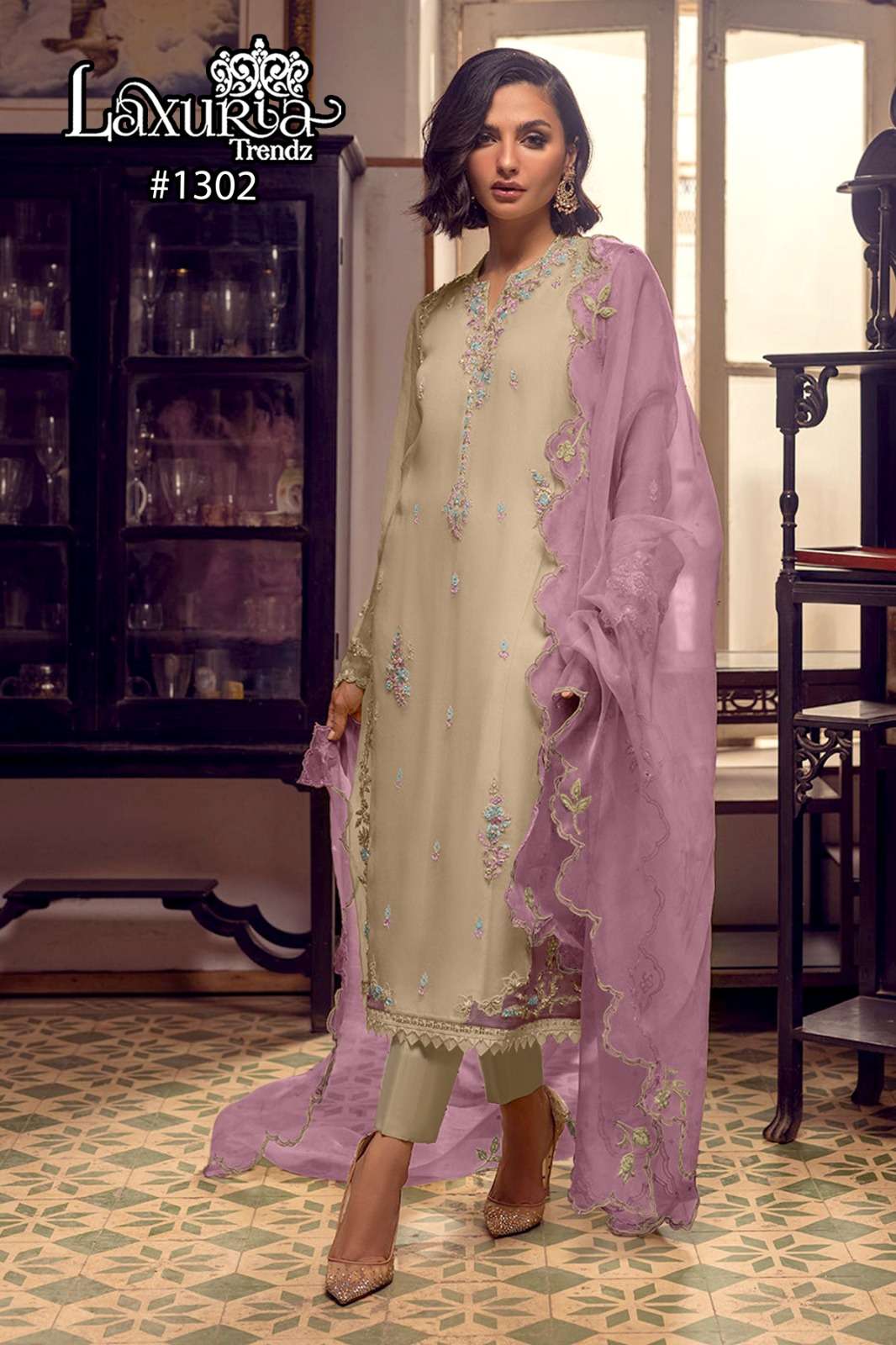 LAXURIA TRENDZ D NO 1302 ORGANZA BEAUTIFUL DESIGNER SUIT
