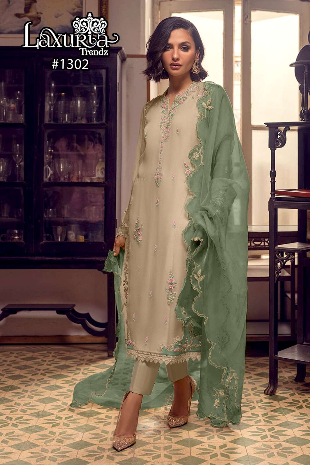 LAXURIA TRENDZ D NO 1302 ORGANZA BEAUTIFUL DESIGNER SUIT