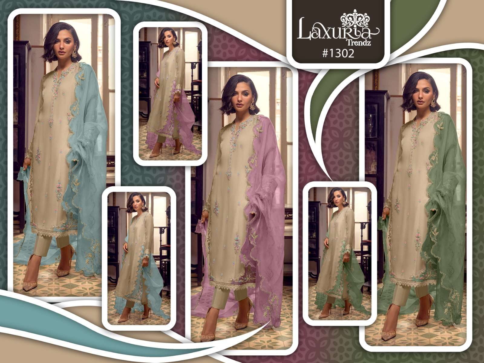 LAXURIA TRENDZ D NO 1302 ORGANZA BEAUTIFUL DESIGNER SUIT