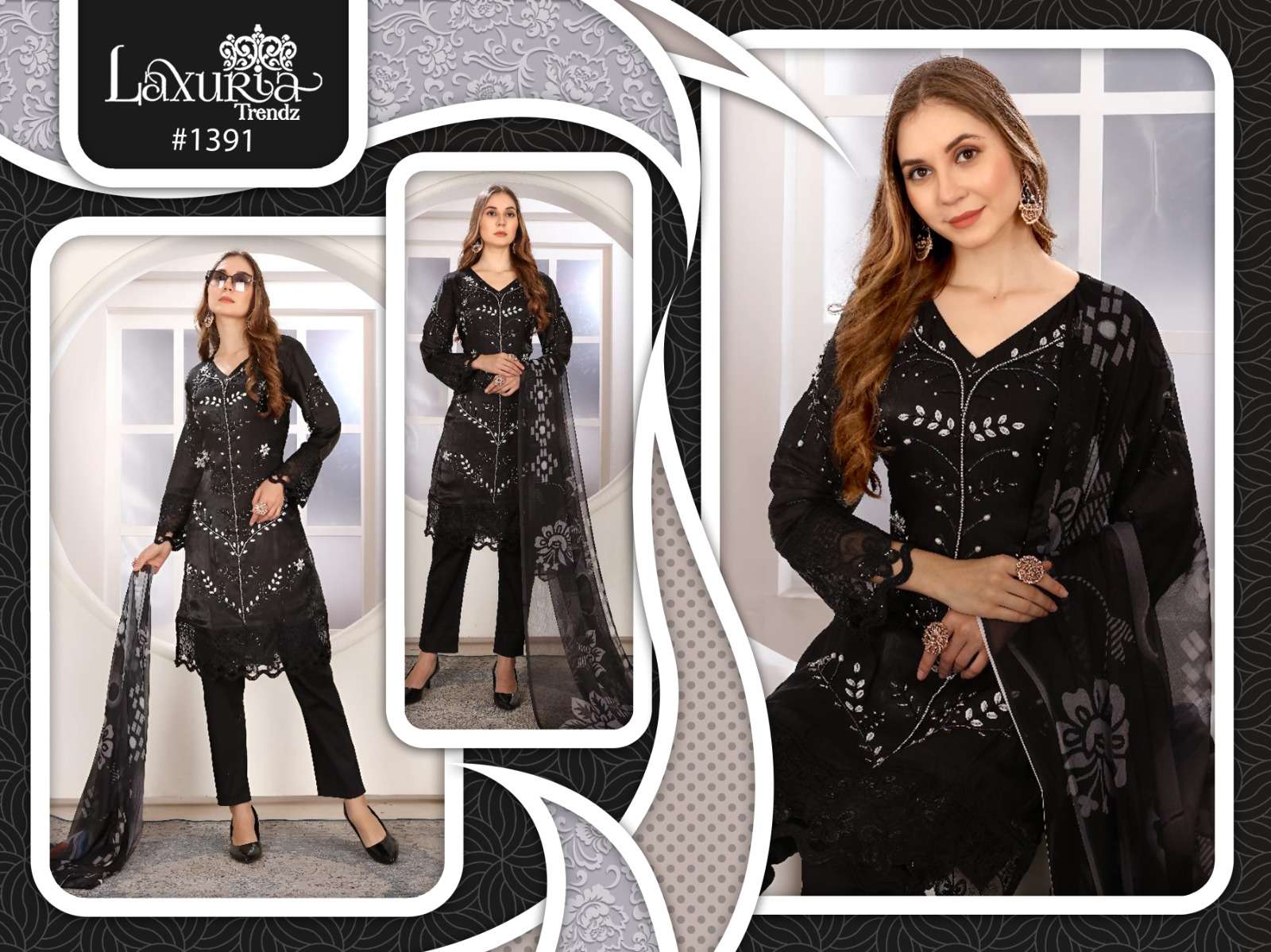 LAXURIA TRENDZ D NO 1391 SATIN DESIGNER PARTY WEAR SUIT