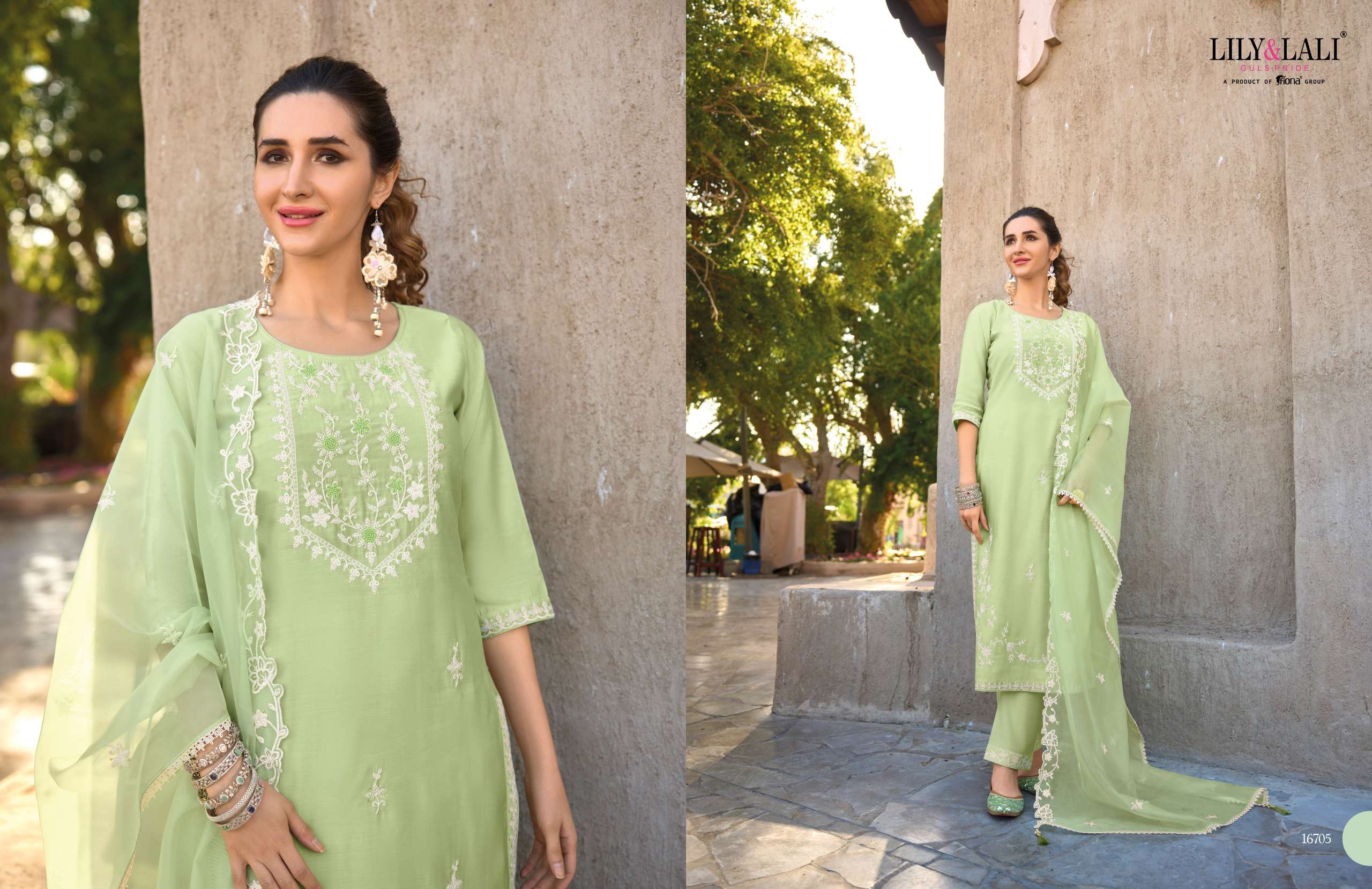 LILY AND LALI AASMANI FANCY DESIGNER KURTI COMBBO SET 