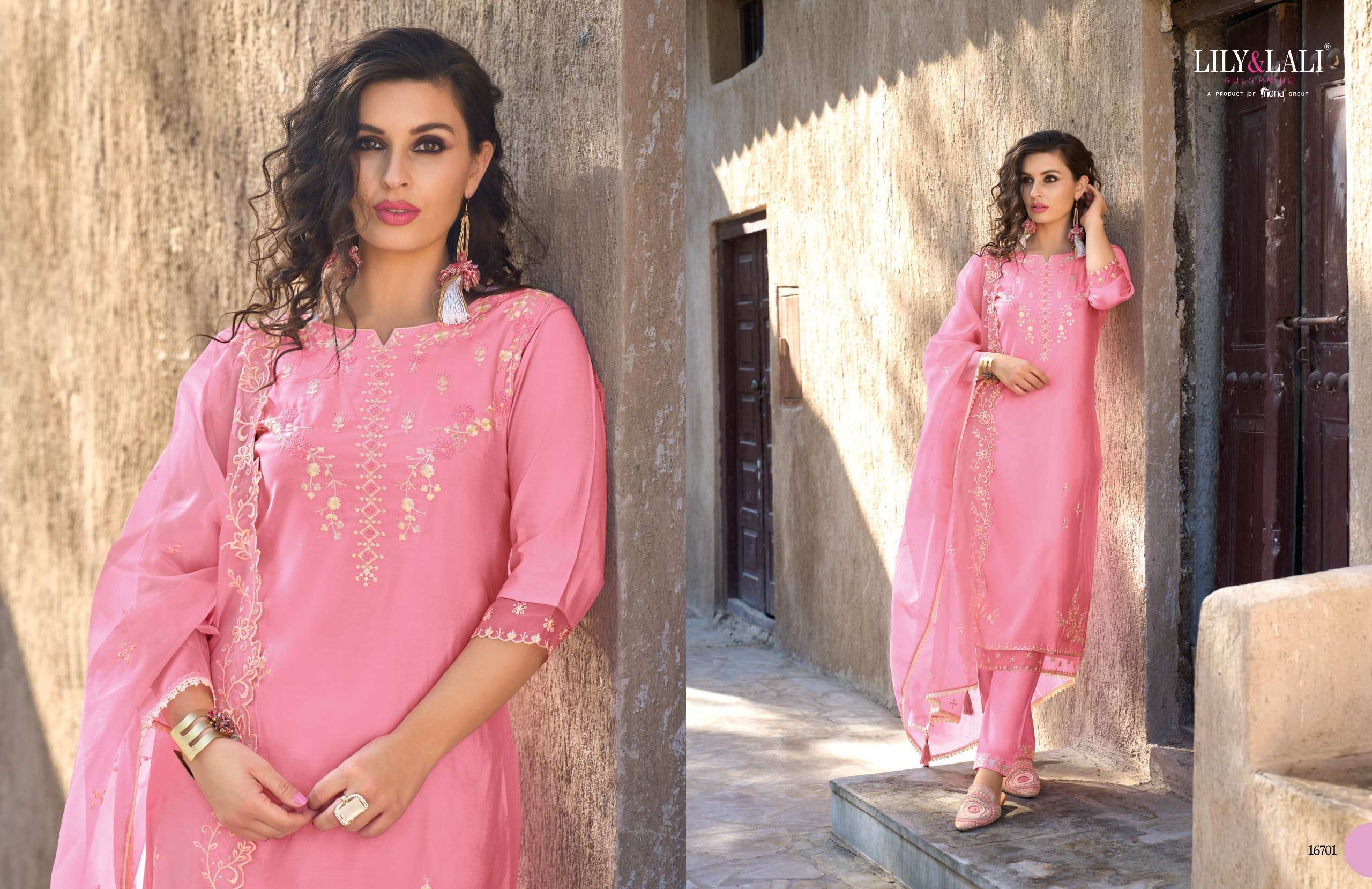 LILY AND LALI AASMANI FANCY DESIGNER KURTI COMBBO SET 