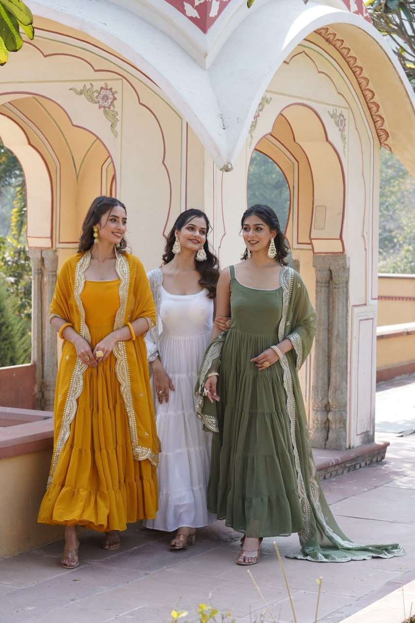LW 9169 GOWN DUPATTA