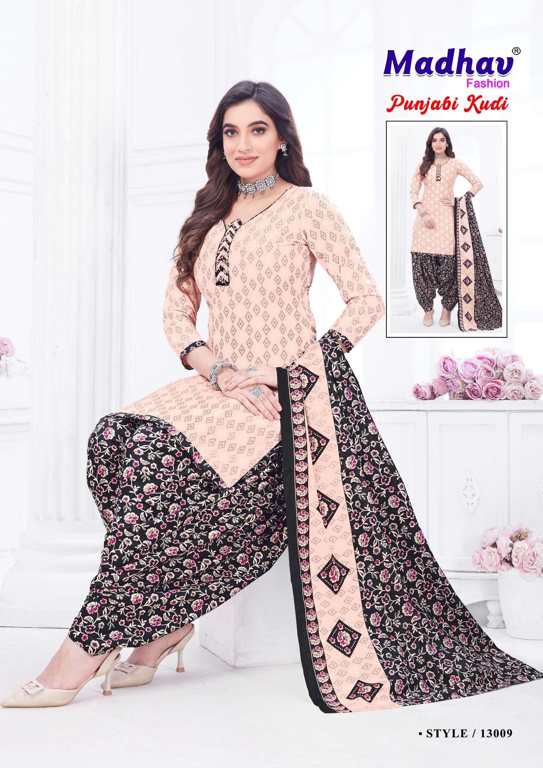 MADHAV FASHION PUNJABI KUDI VOL 13 COTTON PRINTED DREES