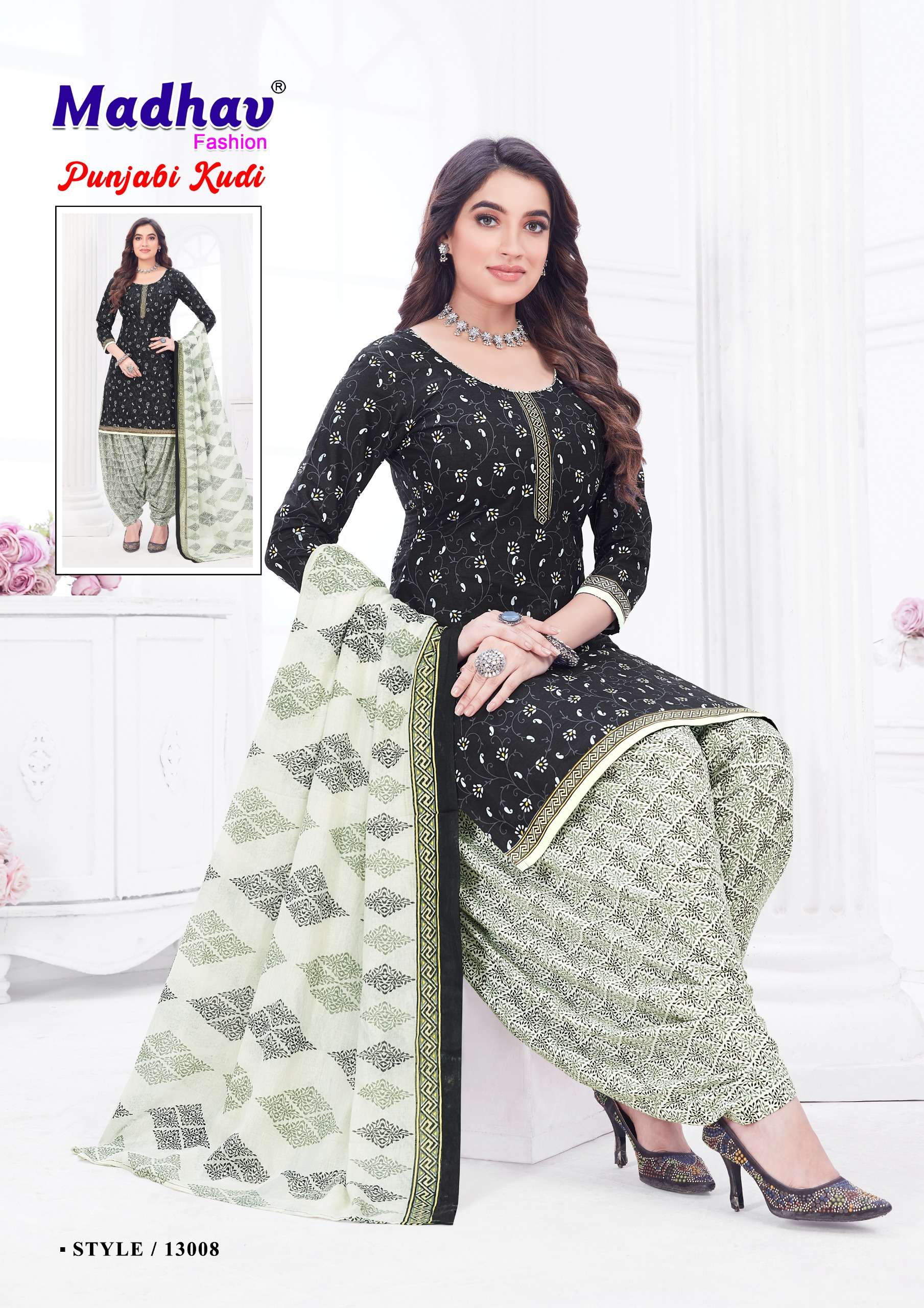 MADHAV FASHION PUNJABI KUDI VOL 13 COTTON PRINTED DREES