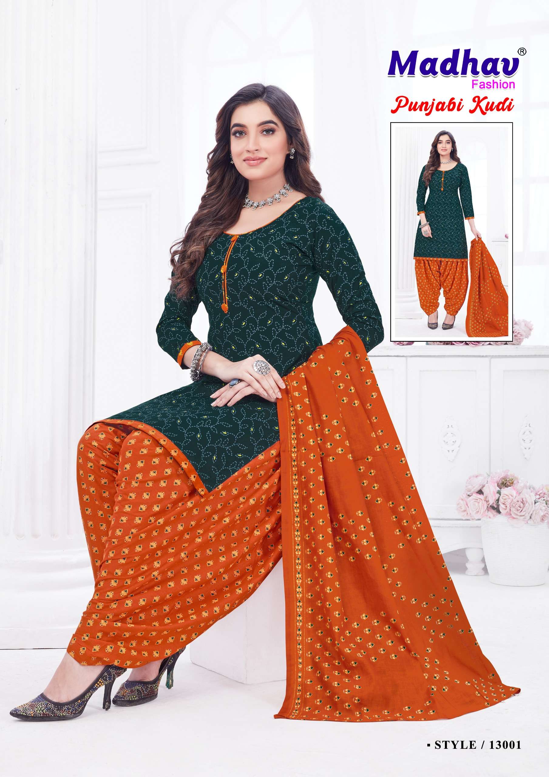 MADHAV FASHION PUNJABI KUDI VOL 13 COTTON PRINTED DREES