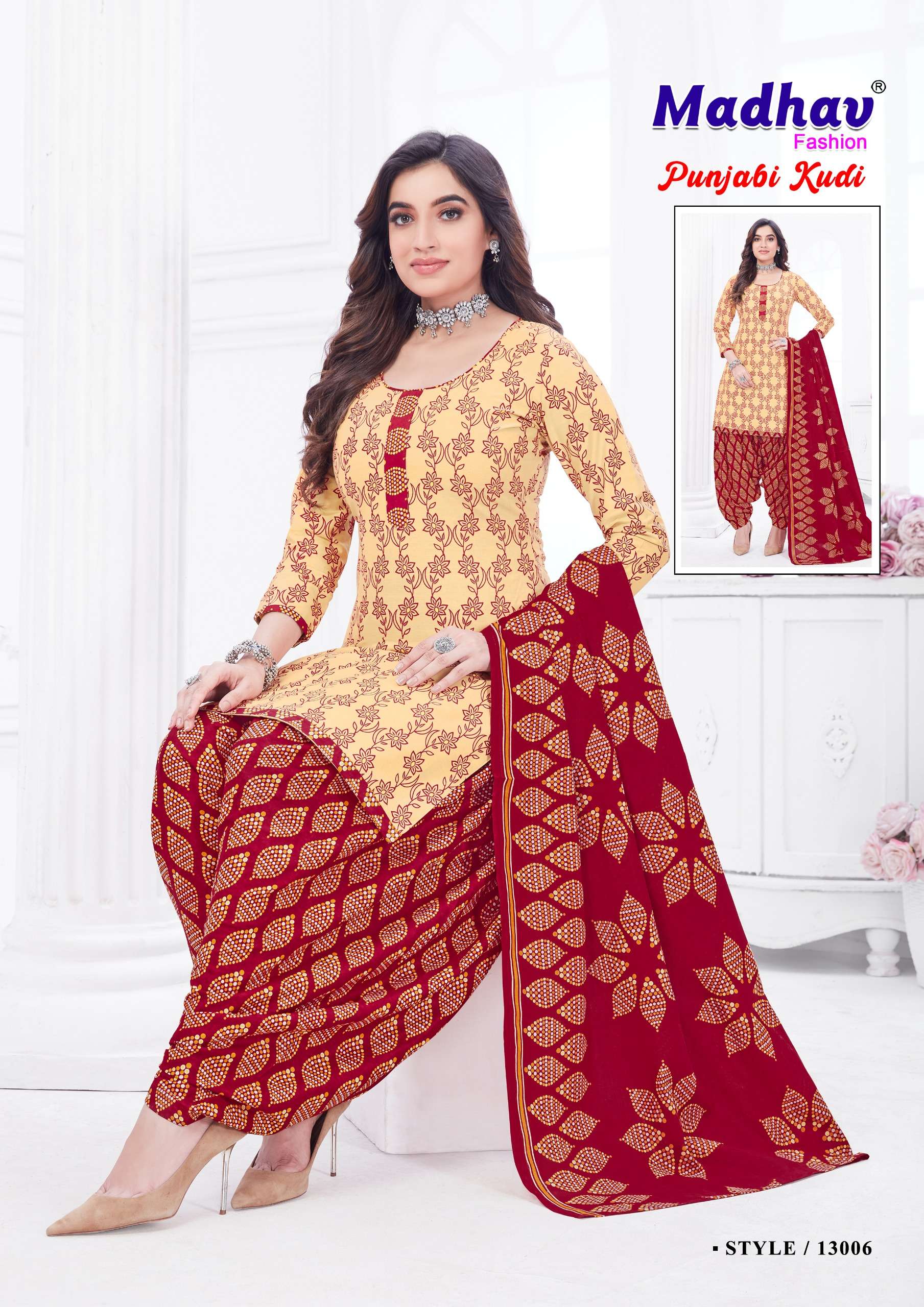 MADHAV FASHION PUNJABI KUDI VOL 13 COTTON PRINTED DREES