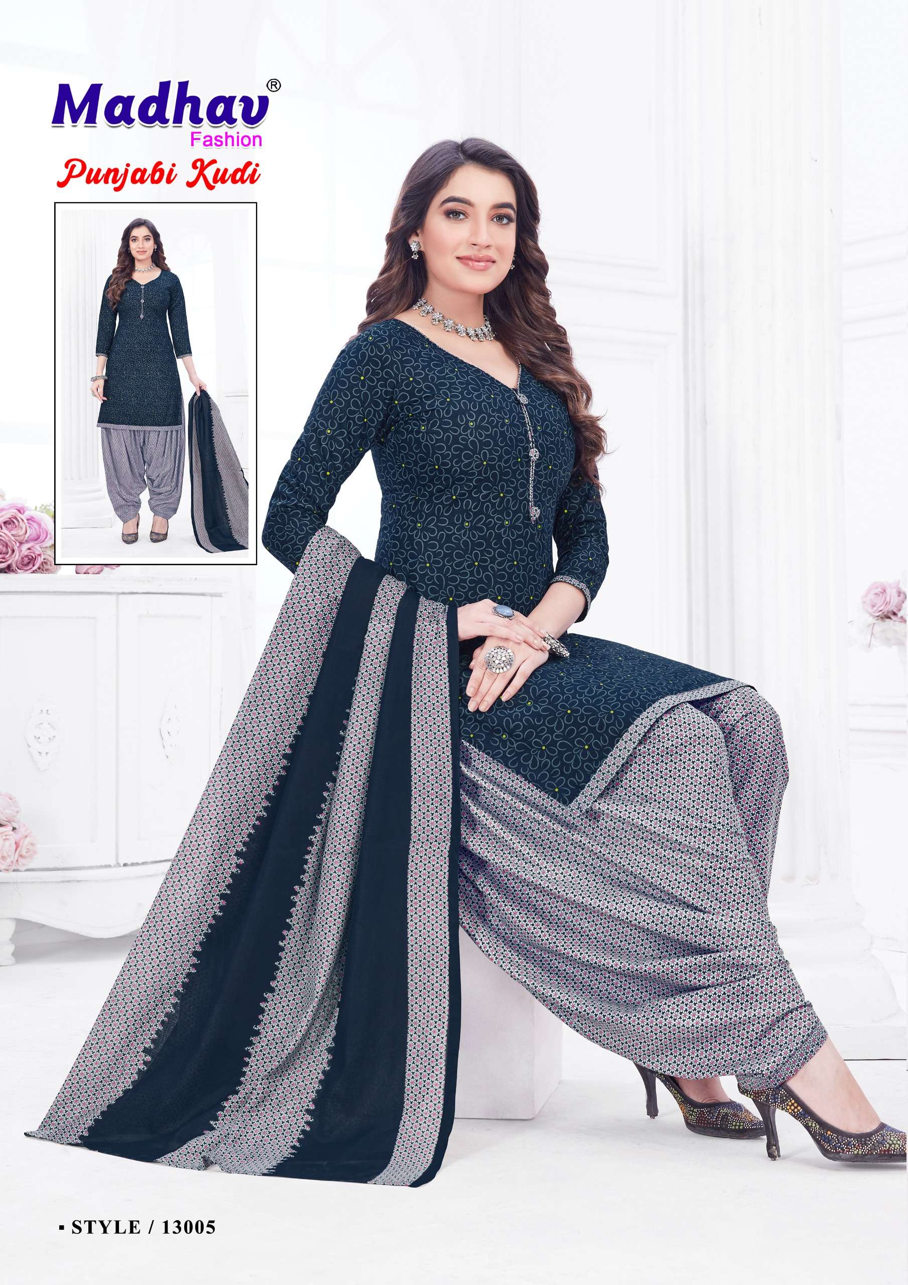 MADHAV FASHION PUNJABI KUDI VOL 13 COTTON PRINTED DREES