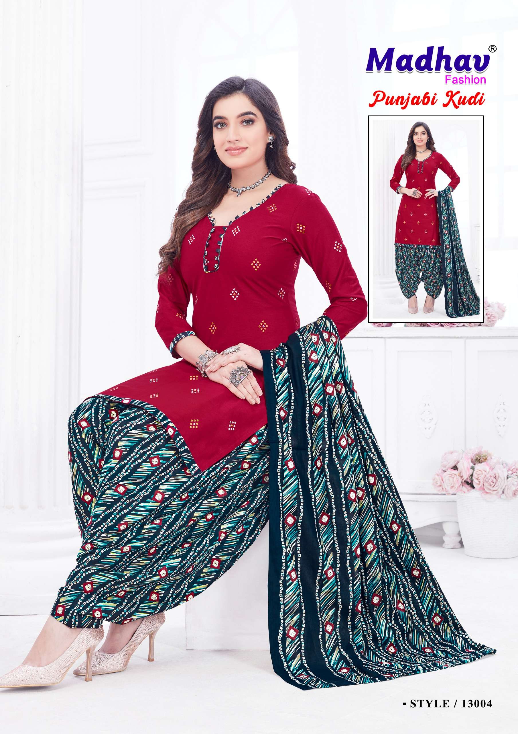 MADHAV FASHION PUNJABI KUDI VOL 13 COTTON PRINTED DREES