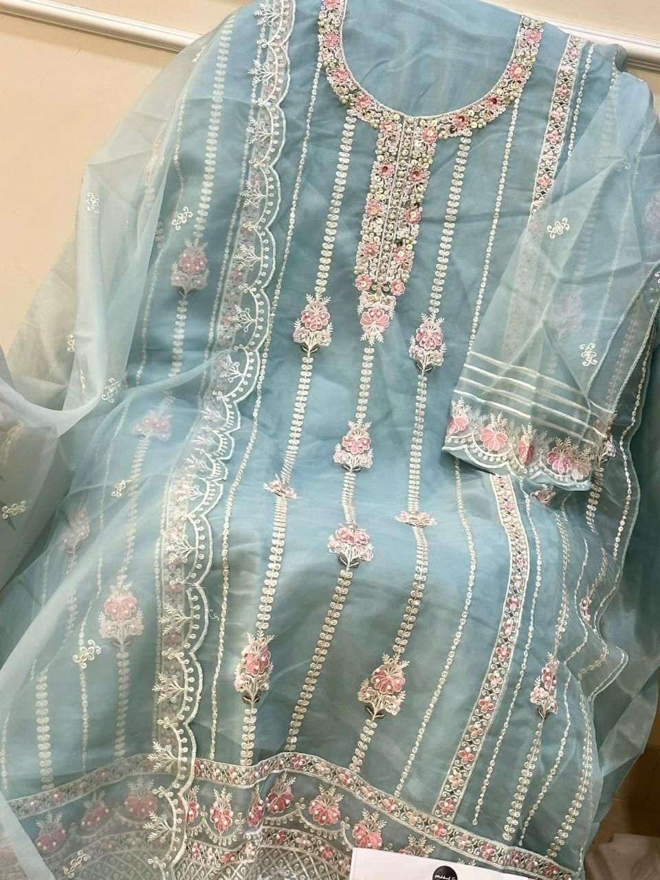 MEHBOOB TEX D NO 1258 ORGANZA EMBROIDERED SUIT