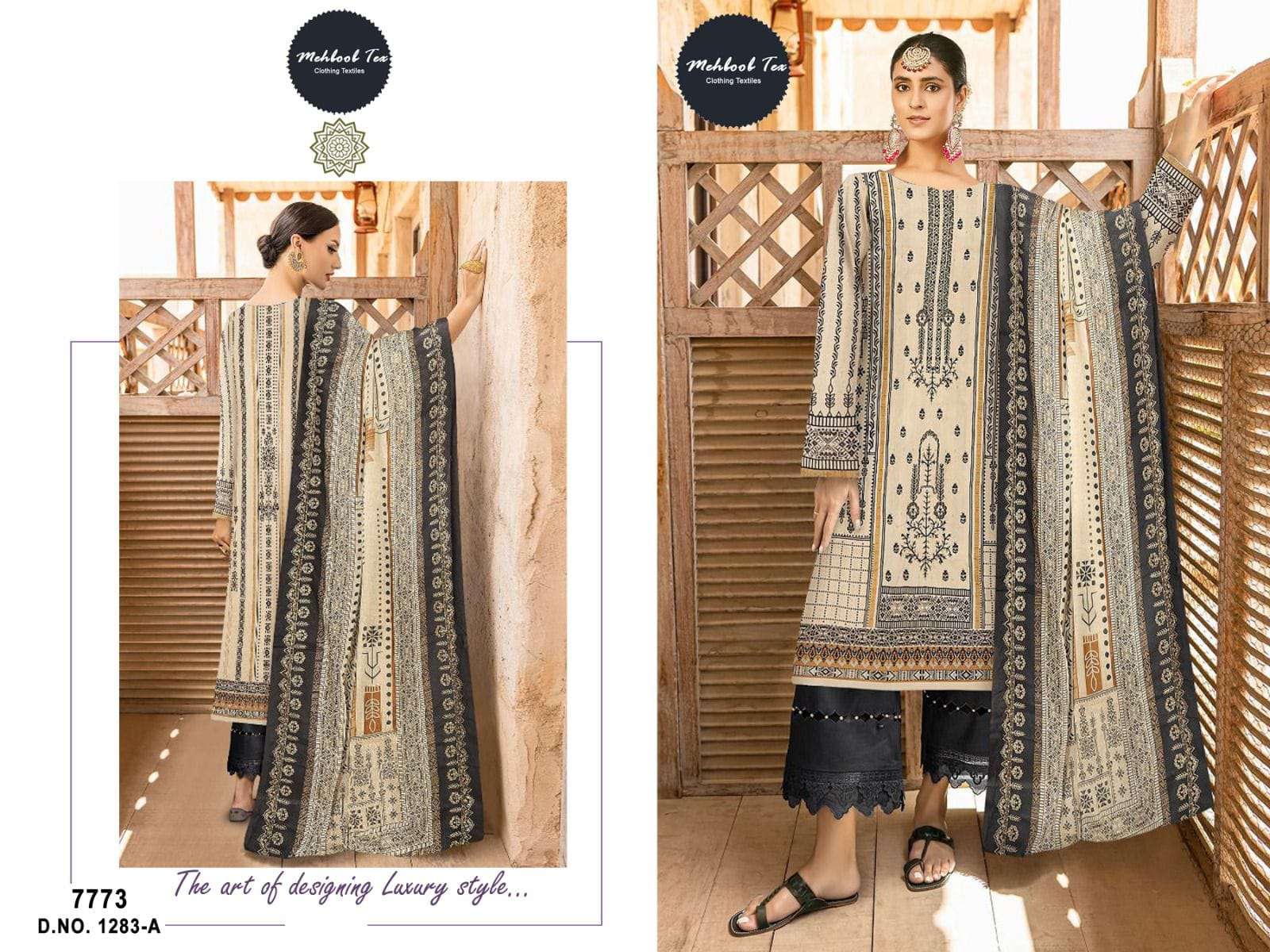 MEHBOOB TEX D NO 1283 COTTON FANCY WORK SUIT