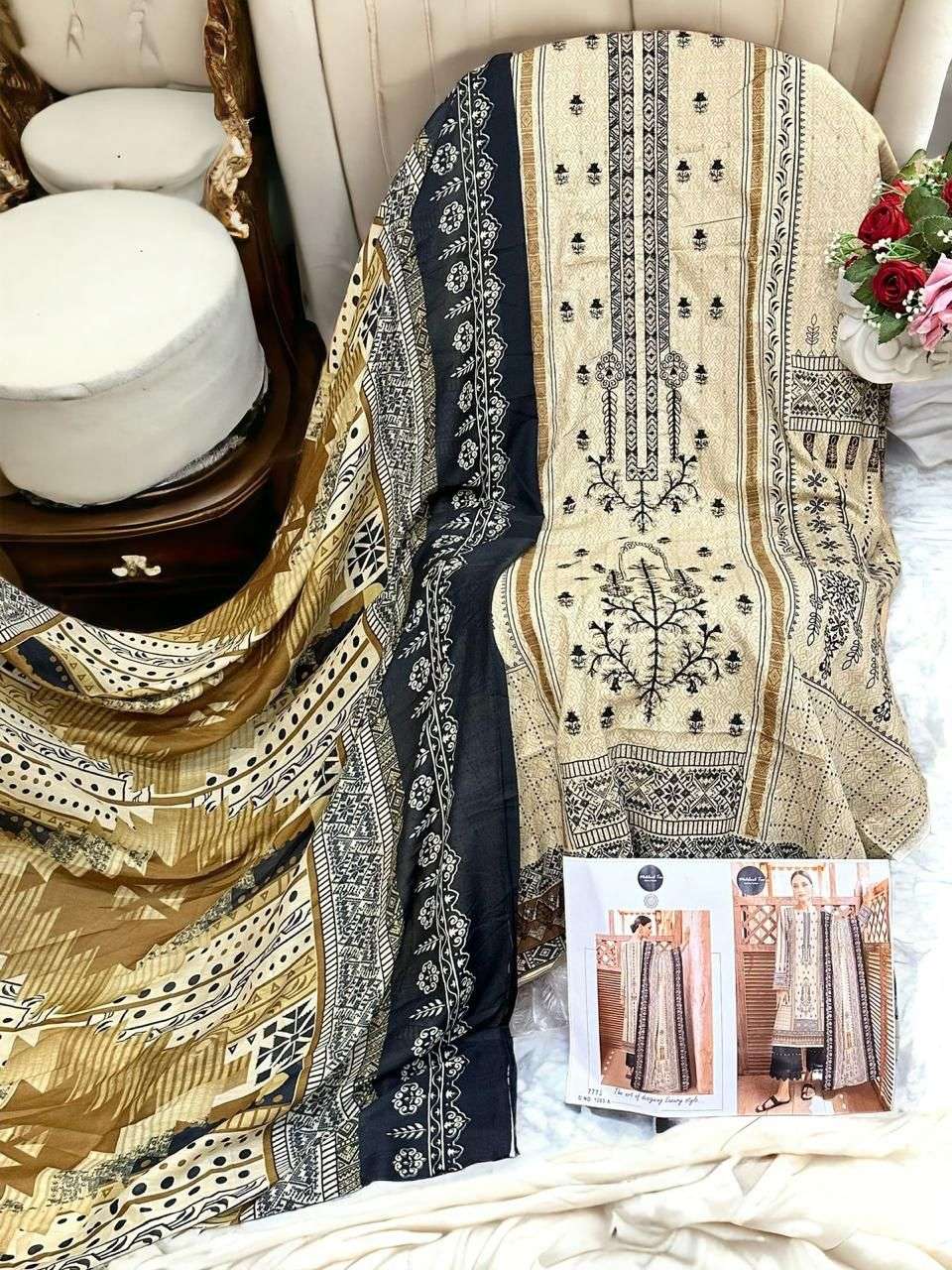 MEHBOOB TEX D NO 1283 COTTON FANCY WORK SUIT