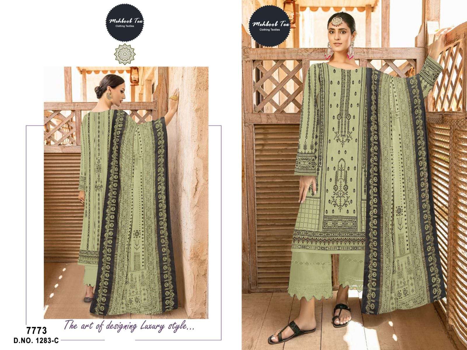 MEHBOOB TEX D NO 1283 COTTON FANCY WORK SUIT