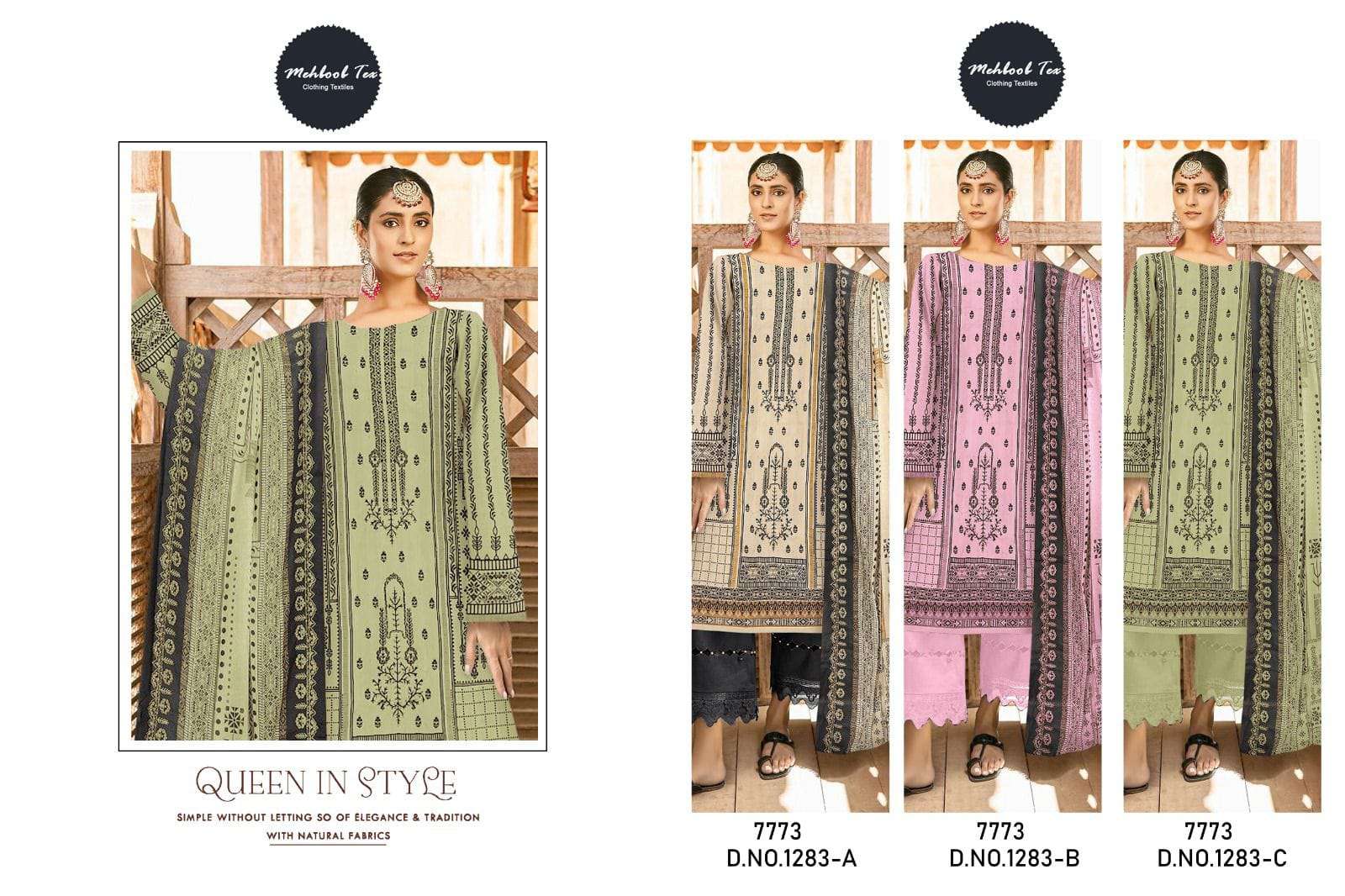 MEHBOOB TEX D NO 1283 COTTON FANCY WORK SUIT