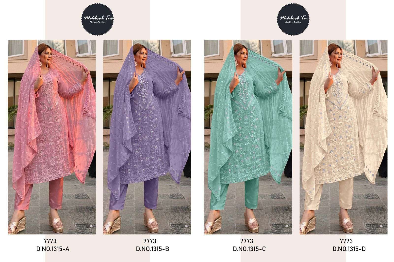 MEHBOOB TEX D NO 1315 GEORGETTE HEAVY EMBROIDERED SUIT