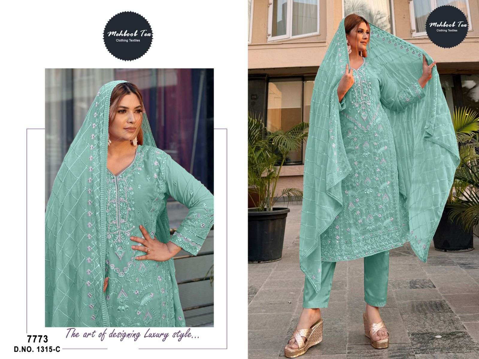 MEHBOOB TEX D NO 1315 GEORGETTE HEAVY EMBROIDERED SUIT