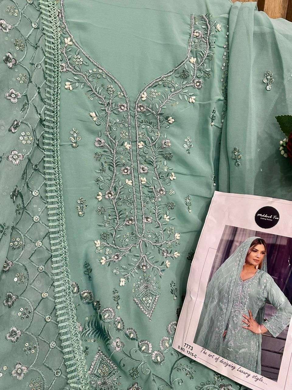MEHBOOB TEX D NO 1315 GEORGETTE HEAVY EMBROIDERED SUIT