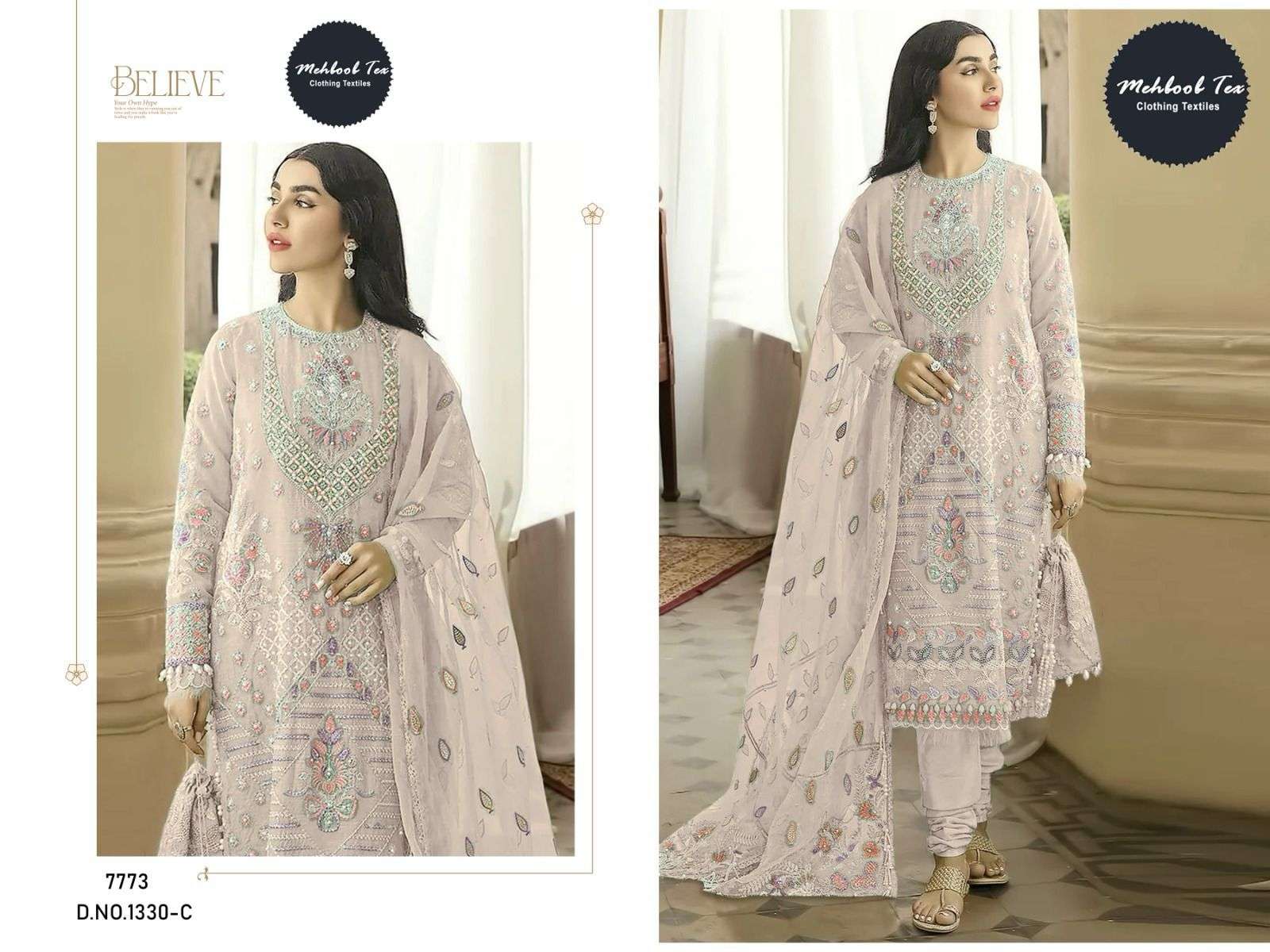 MEHBOOB TEX D NO 1330 GEORGETTE HEAVY EMBROIDERED SUIT