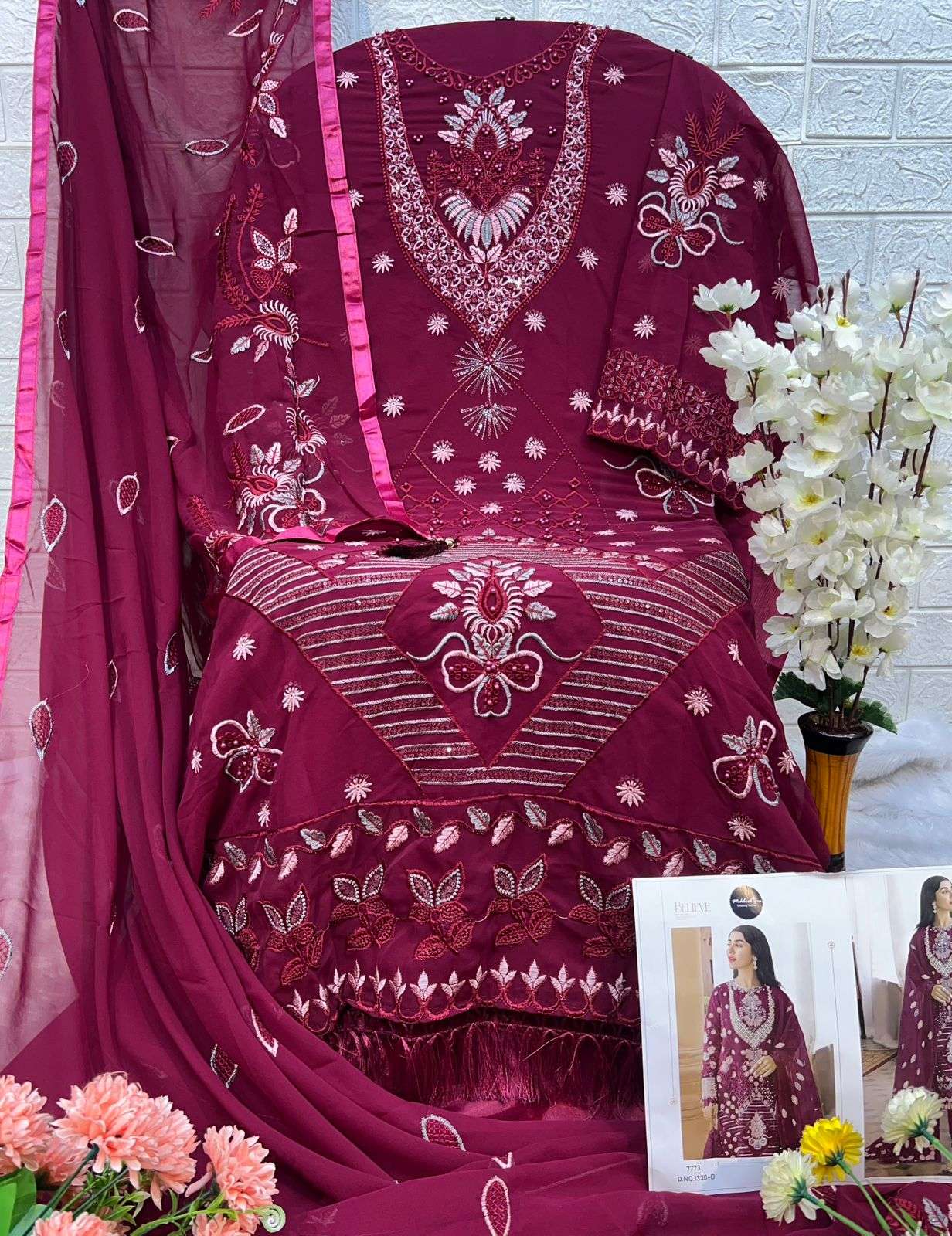 MEHBOOB TEX D NO 1330 GEORGETTE HEAVY EMBROIDERED SUIT