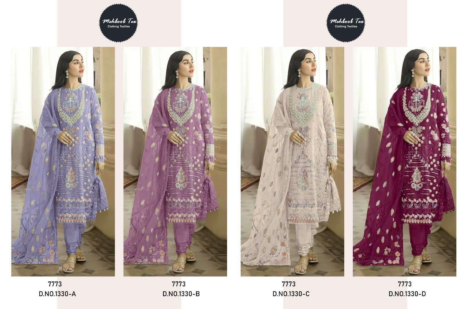 MEHBOOB TEX D NO 1330 GEORGETTE HEAVY EMBROIDERED SUIT