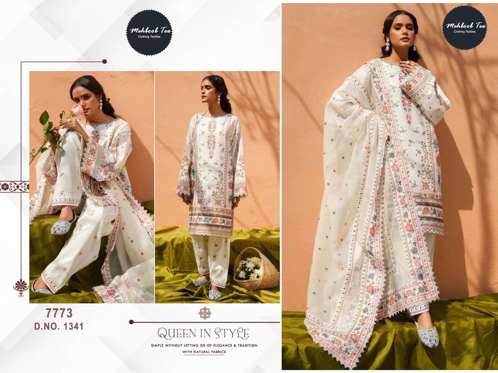 MEHBOOB TEX D NO 1341 COTTON CHIKANKARI EMBROIDERED SUIT
