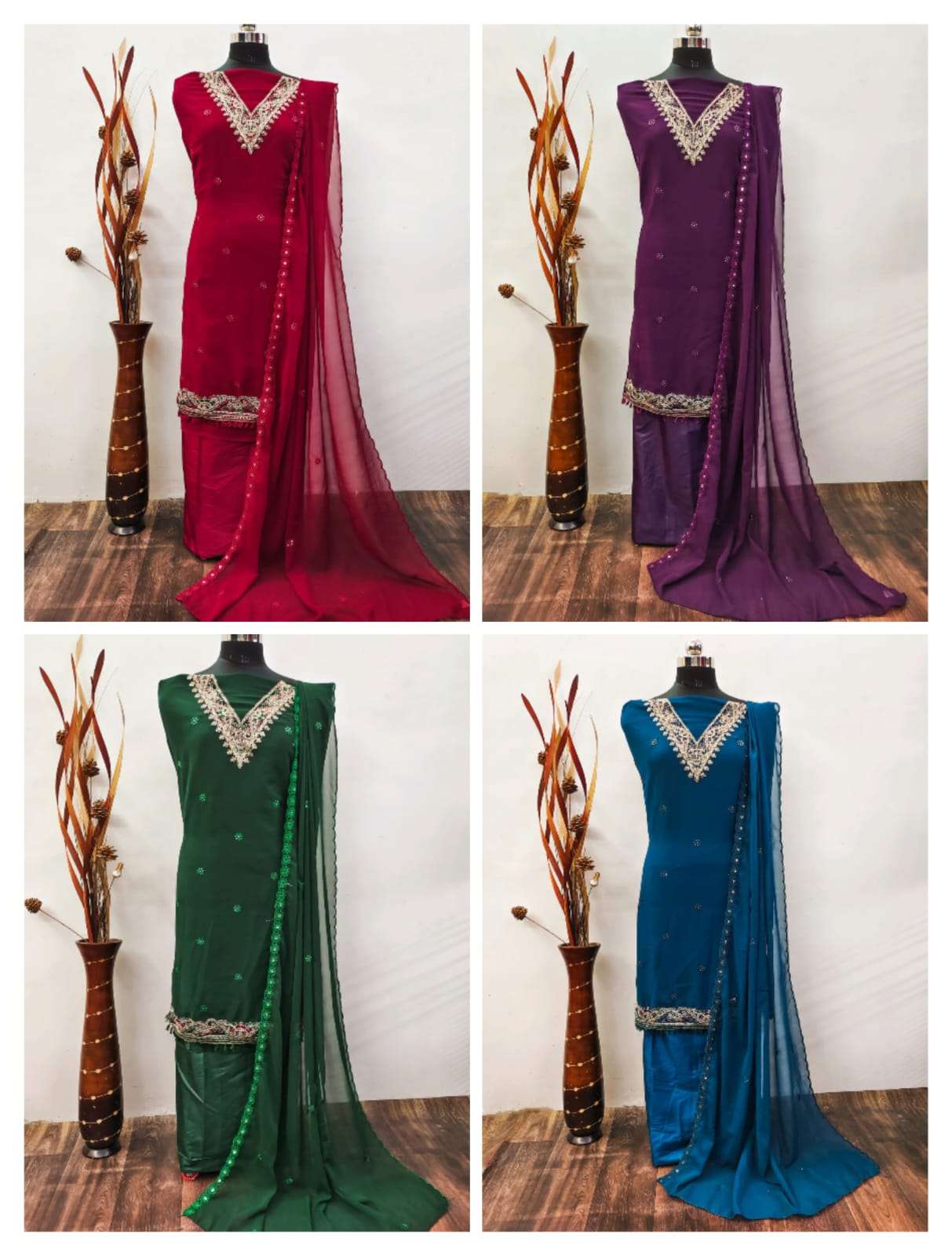 MF D NO  5028 GEORGETTE EMBROIDERY DESIGNER SUIT